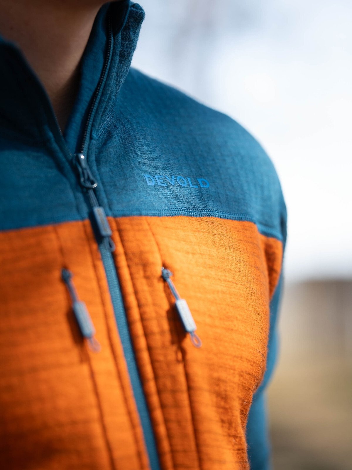 Devold Egga Grid Merino Jacket Man Flood/Flame