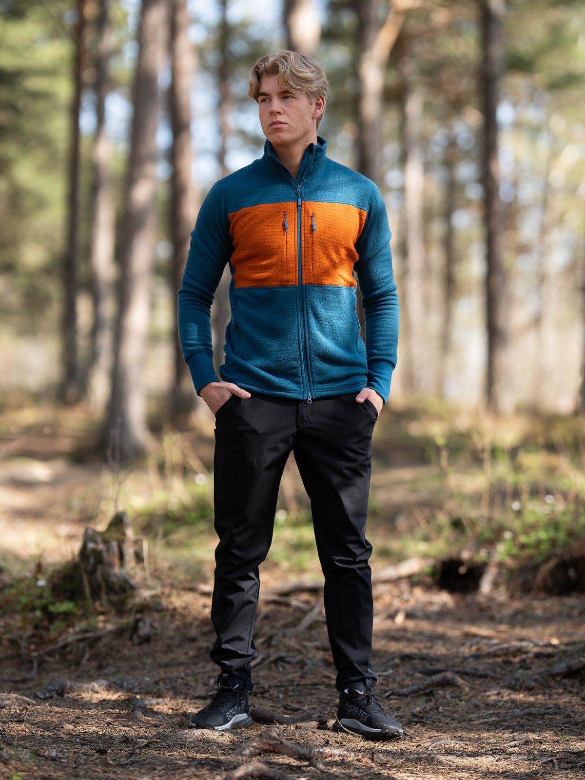 Devold Egga Grid Merino Jacket Man Flood/Flame