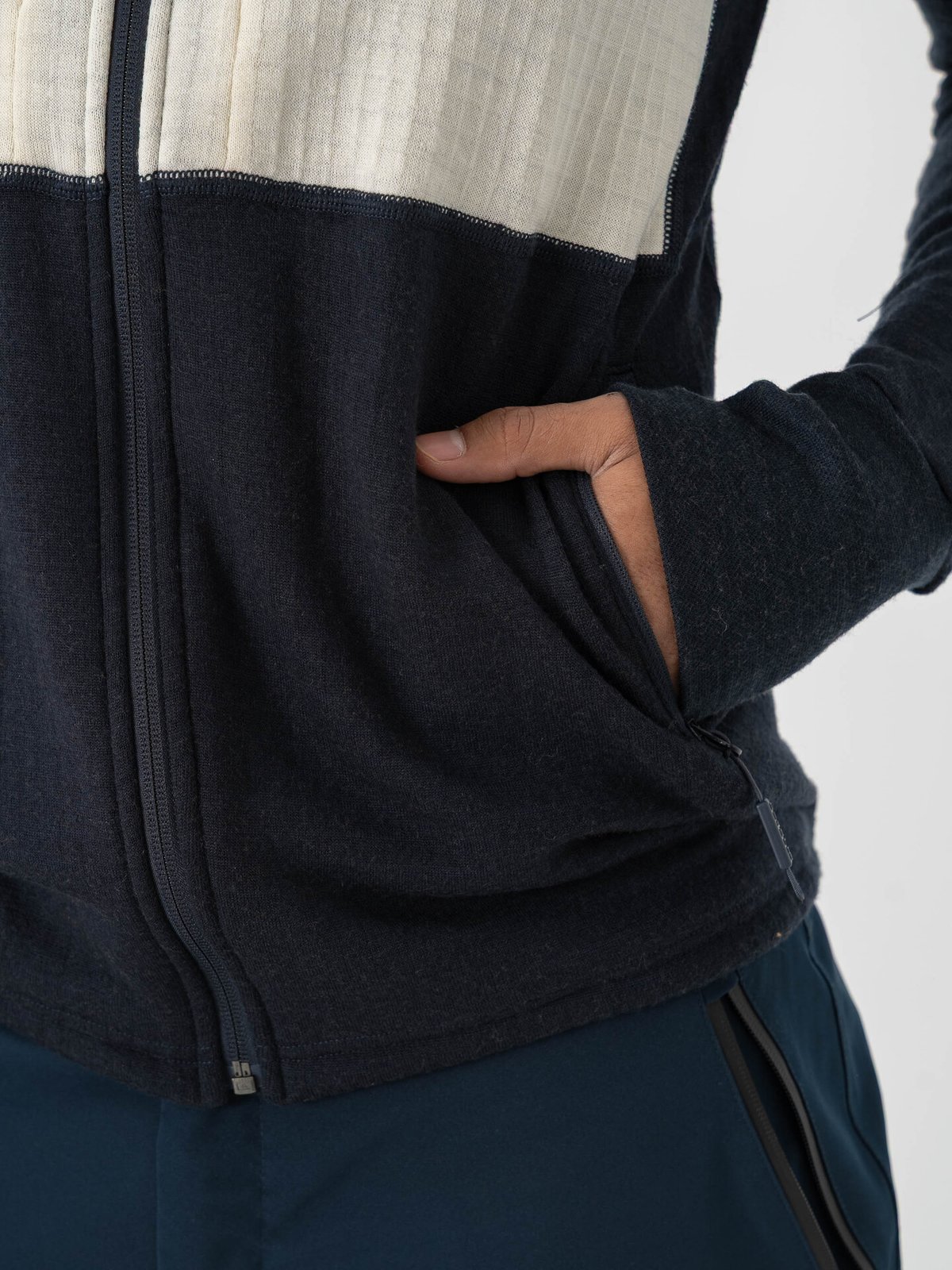 Devold Egga Grid Merino Jacket Man Wheat/Raw White/Ink