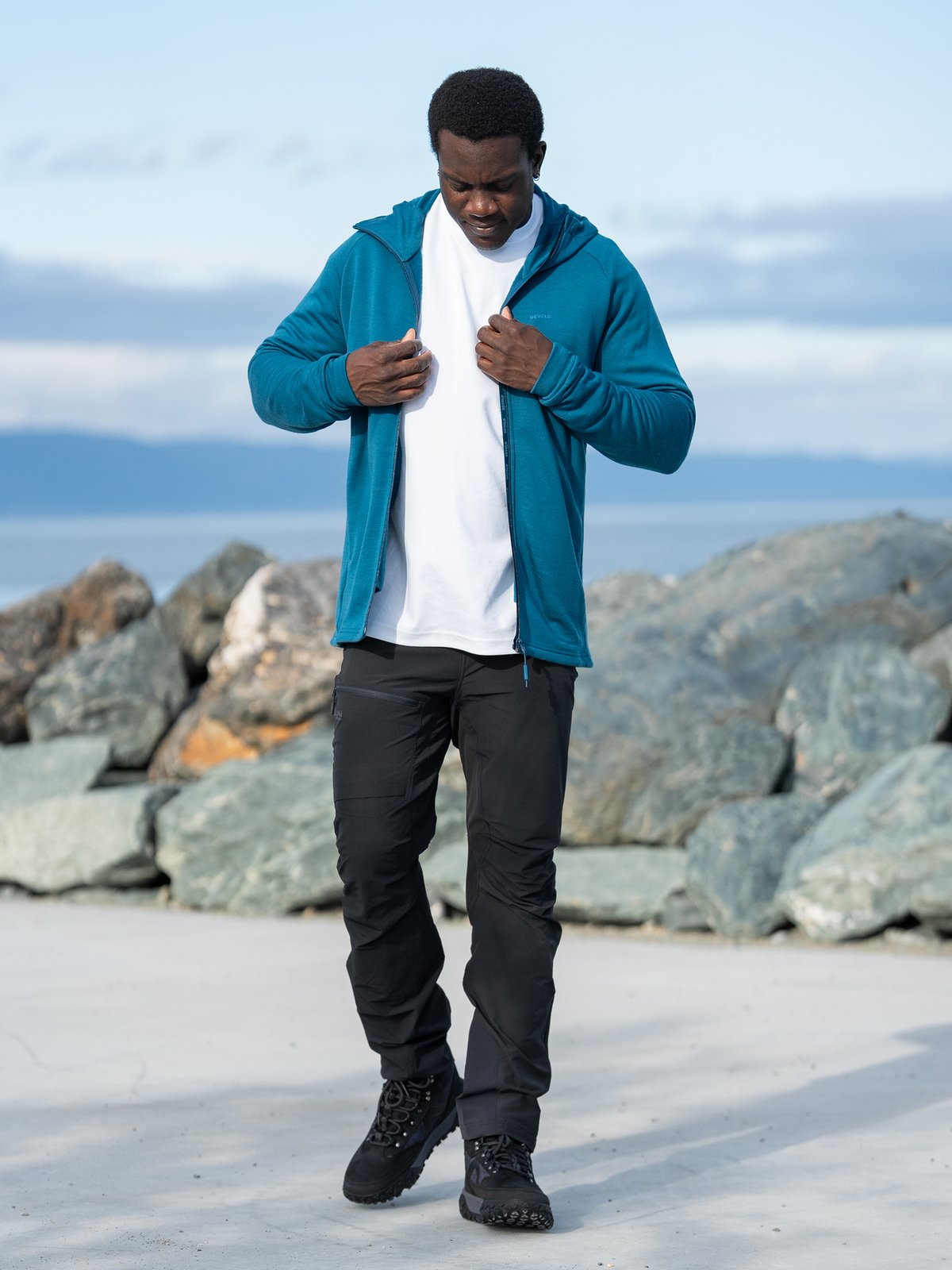 Devold Nibba Merino Jacket Hood Man Flood
