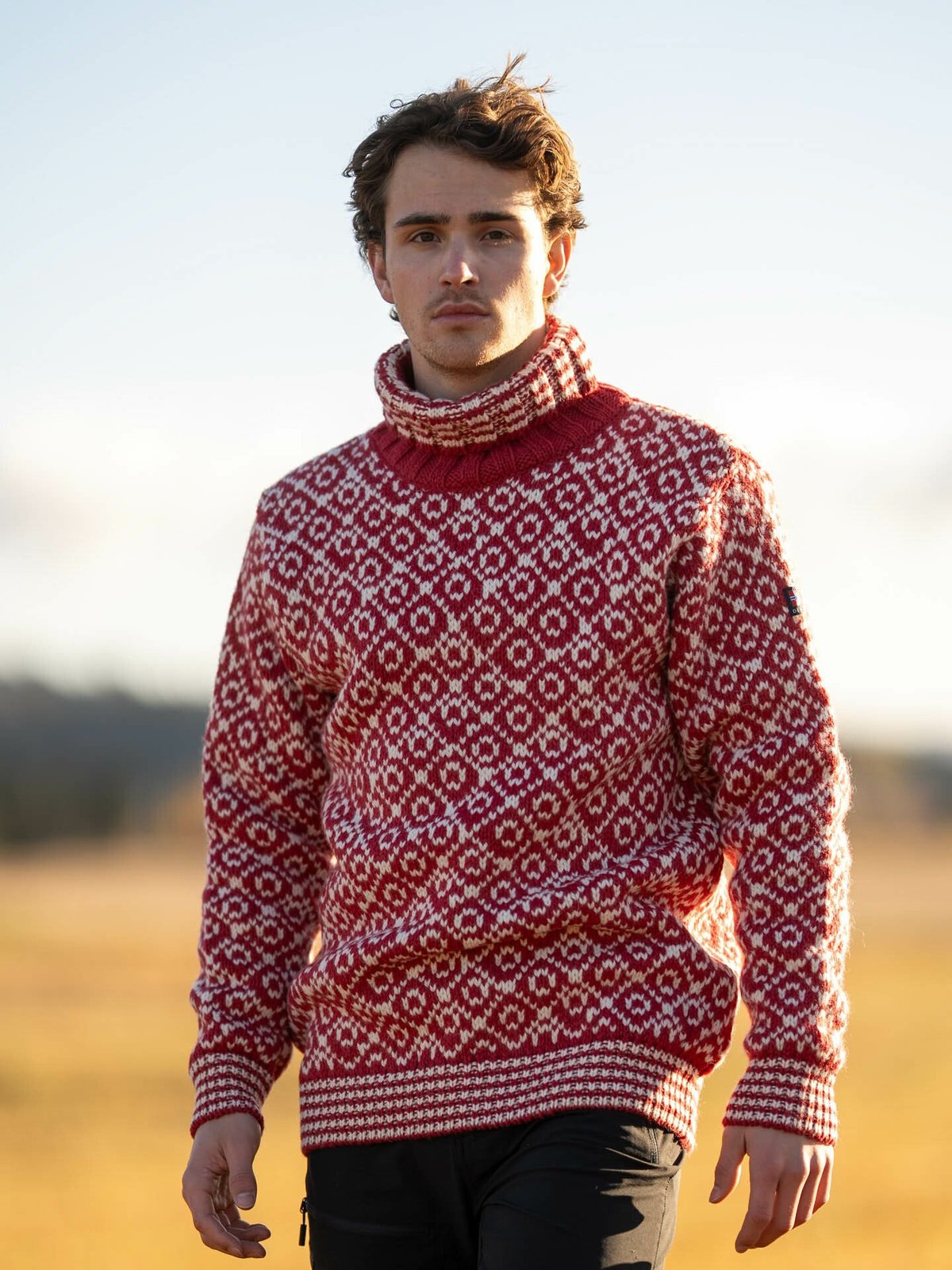 Devold Svalbard Sweater High Neck Hindberry / Offwhite