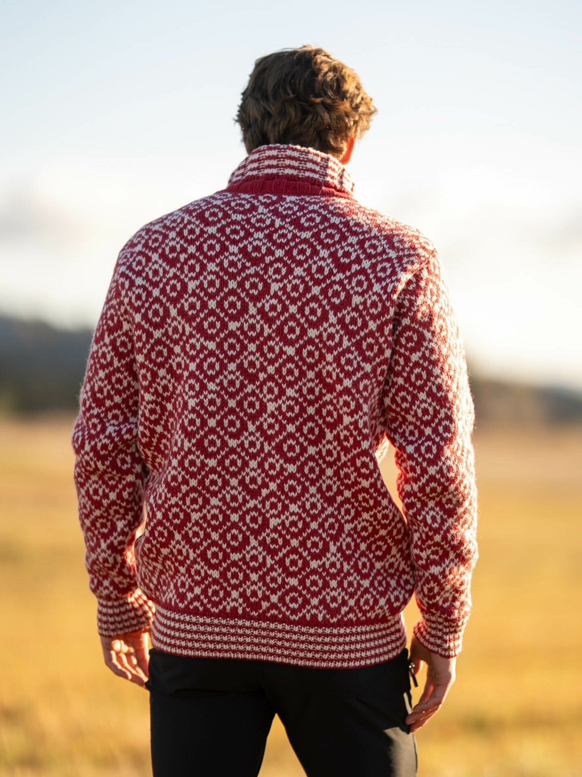 Devold Svalbard Sweater High Neck Hindberry / Offwhite