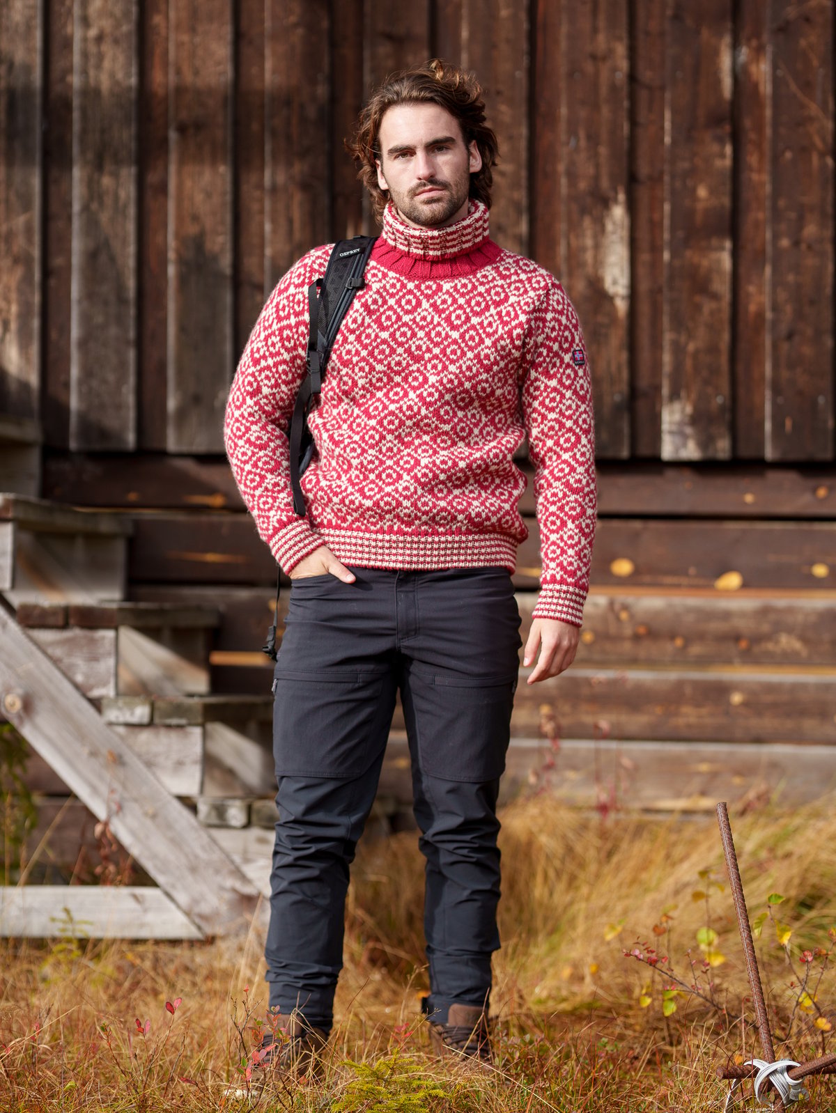 Devold Svalbard Sweater High Neck Hindberry / Offwhite