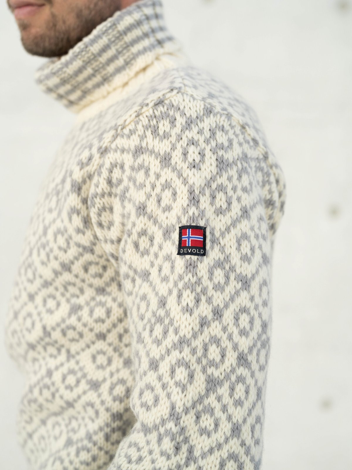 Devold Svalbard Sweater High Neck Offwhite/Grey