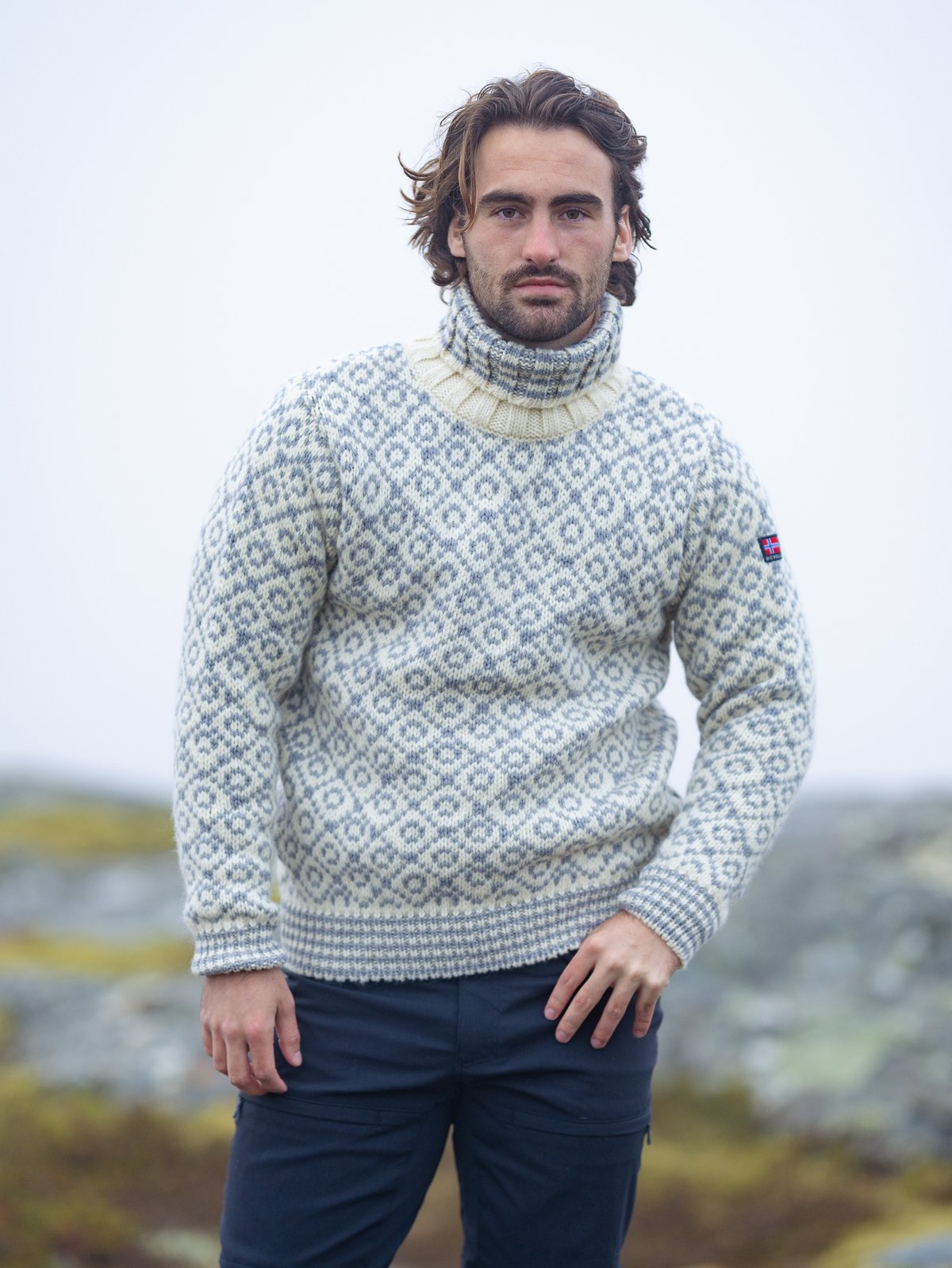 Devold Svalbard Sweater High Neck Offwhite/Grey