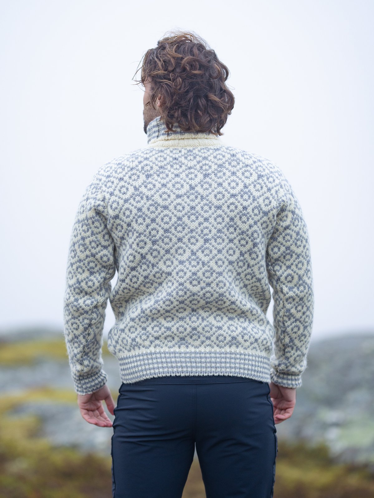 Devold Svalbard Sweater High Neck Offwhite/Grey