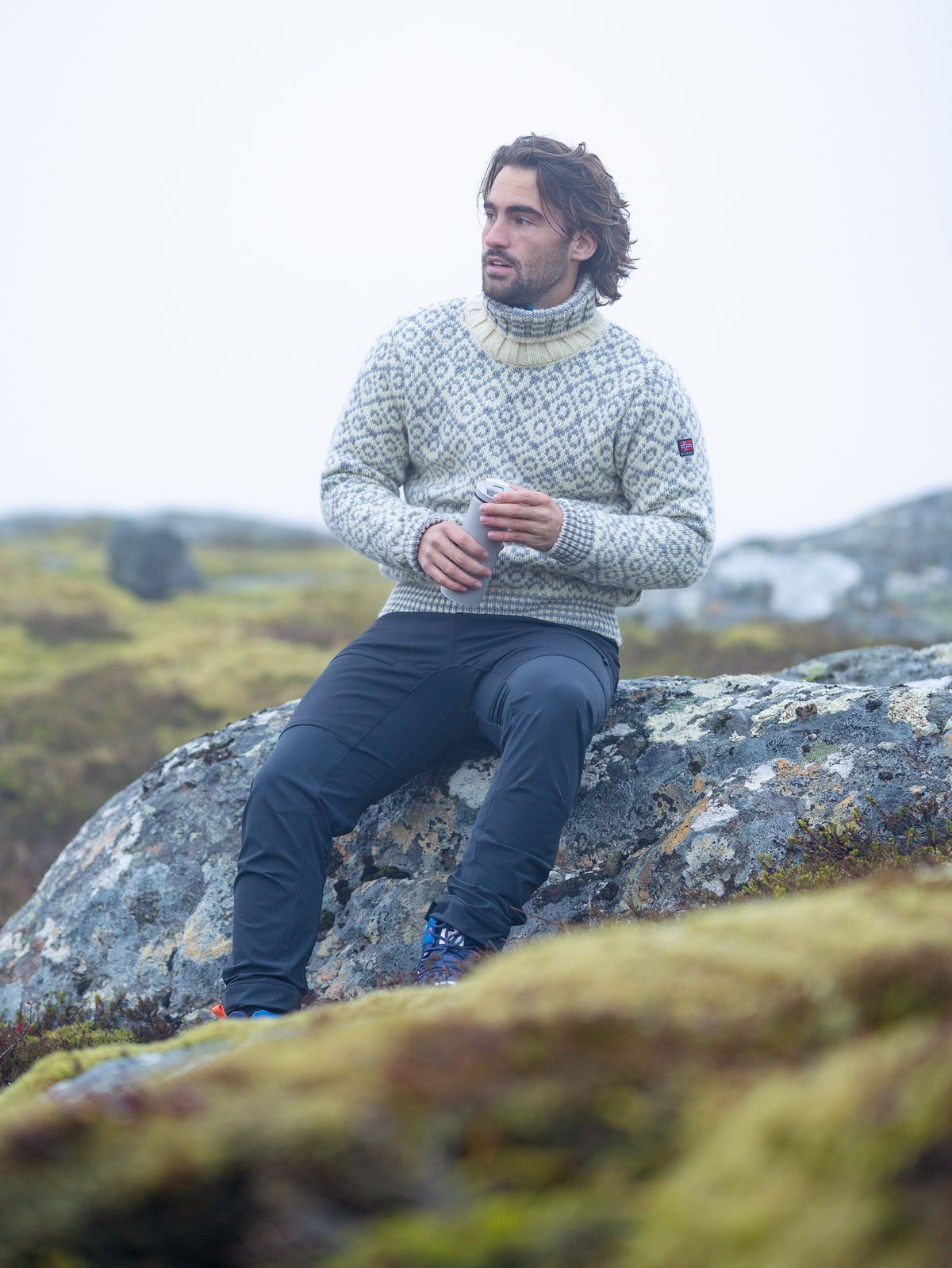 Devold Svalbard Sweater High Neck Offwhite/Grey