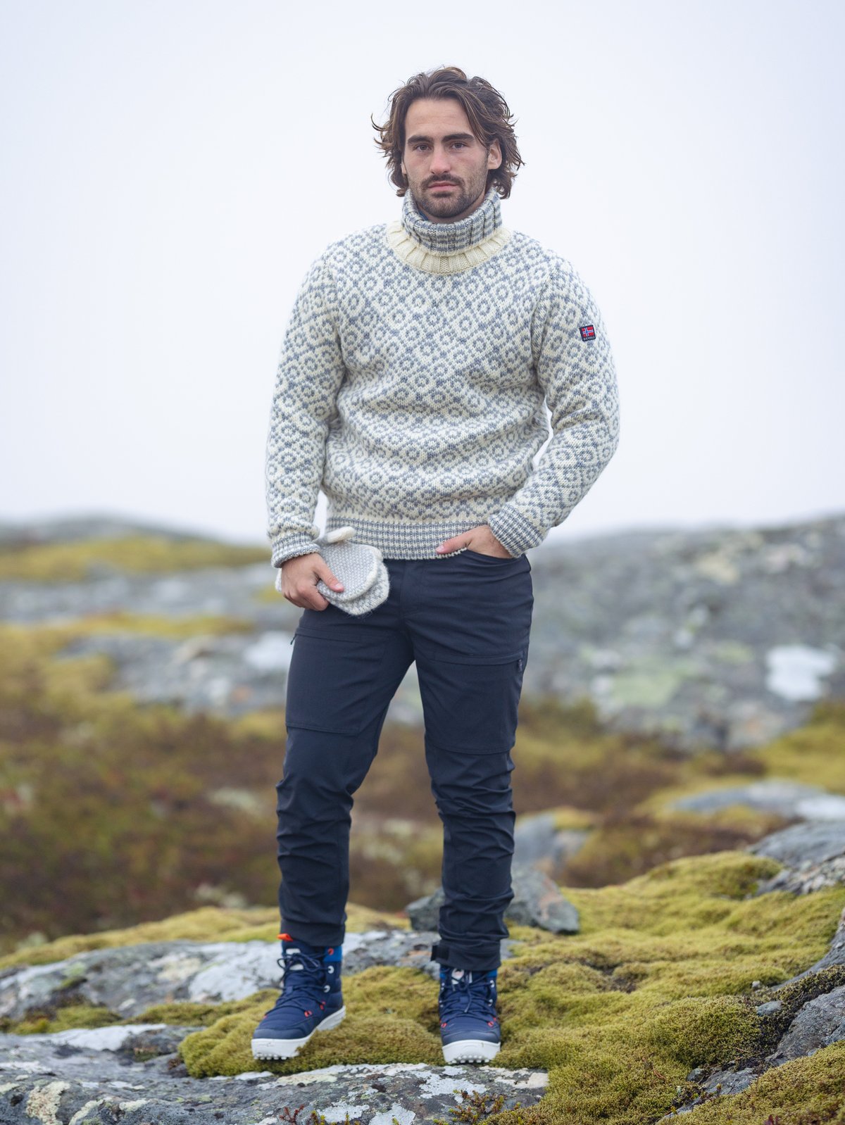 Devold Svalbard Sweater High Neck Offwhite/Grey