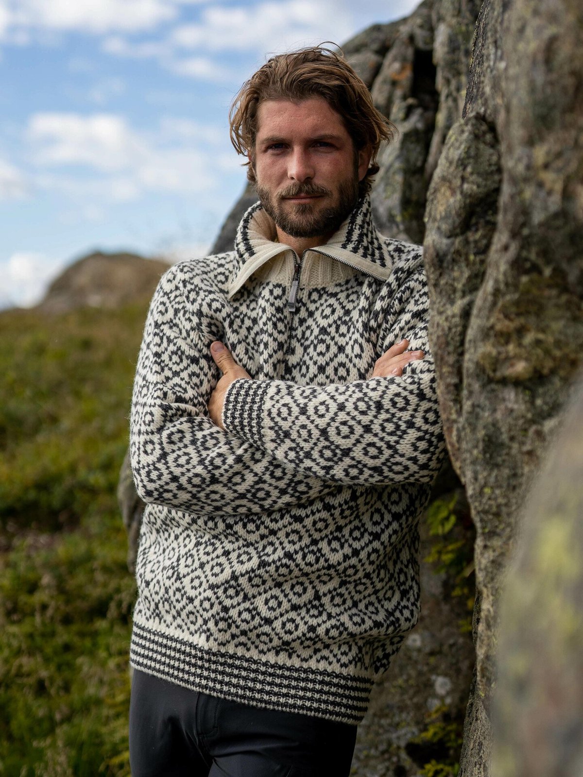 Devold Svalbard Wool Zip Neck Offwhite/Anthracite