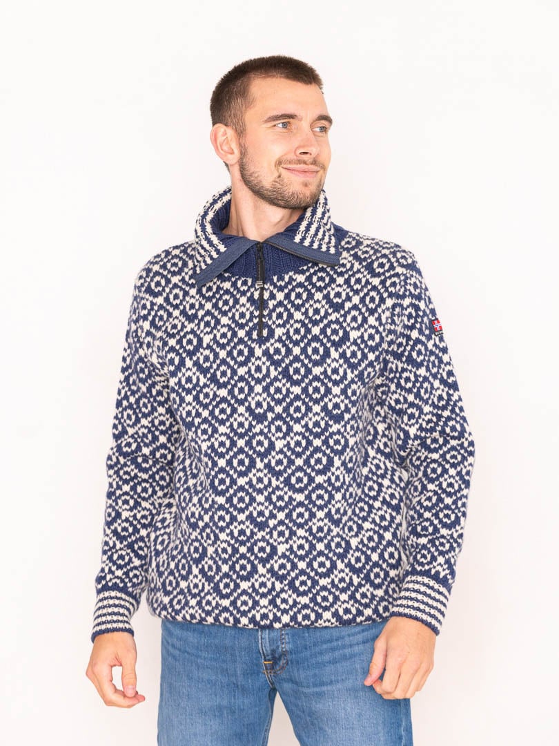 Devold Svalbard Wool Zip Neck Blå