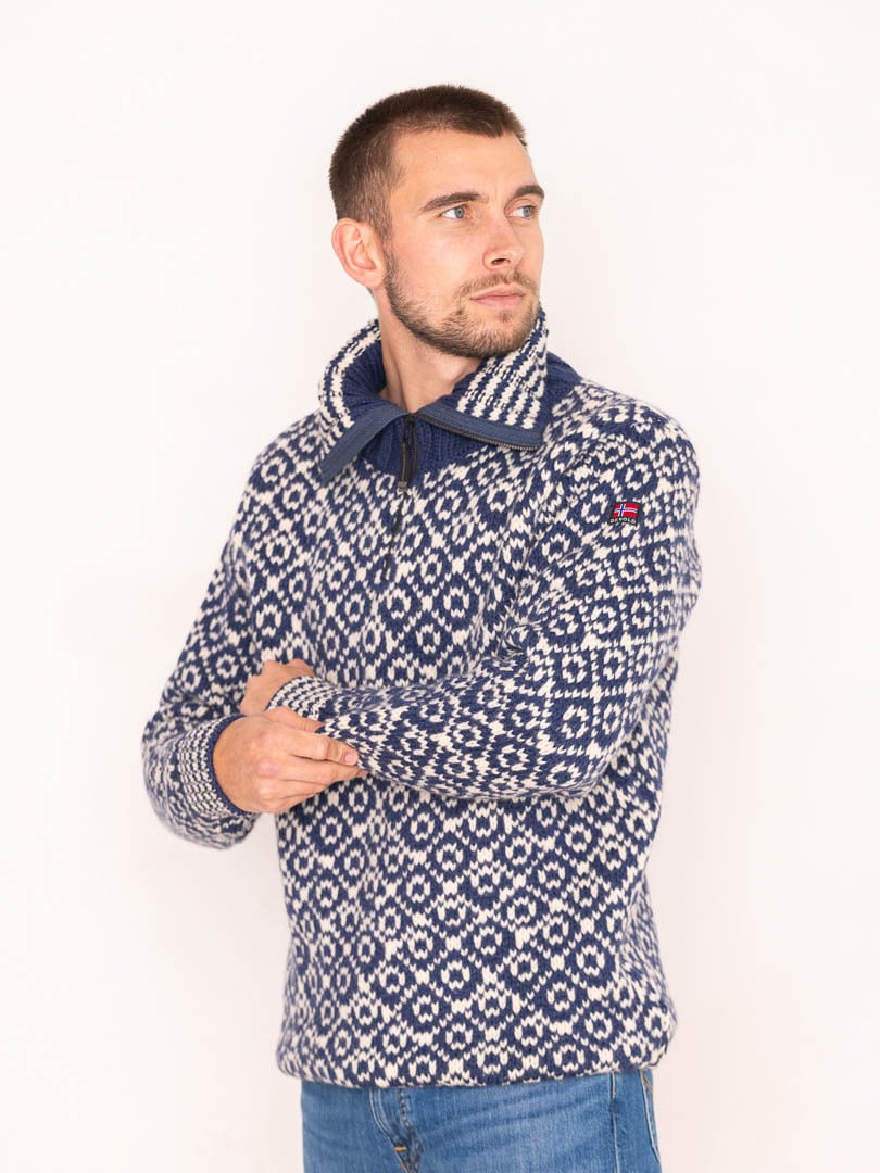 Devold Svalbard Wool Zip Neck Blå