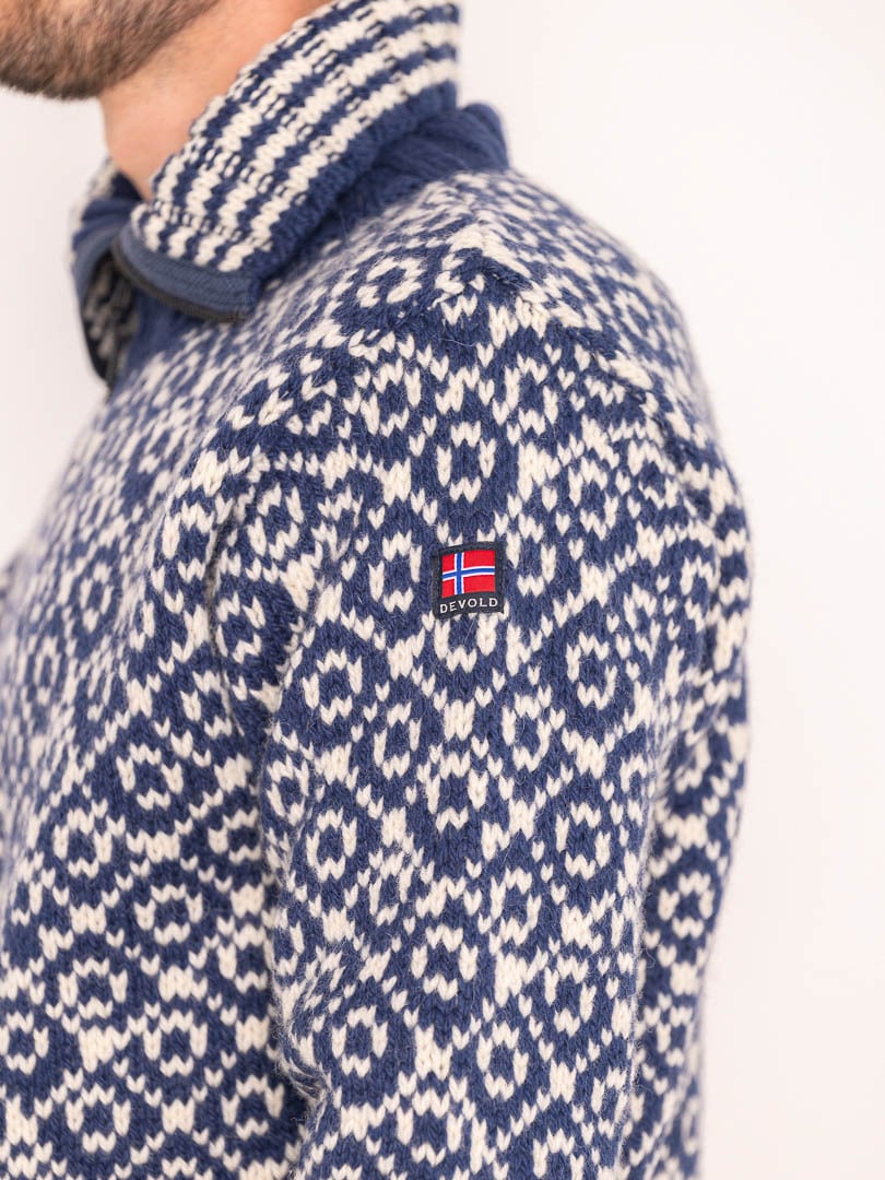 Devold Svalbard Wool Zip Neck Blå