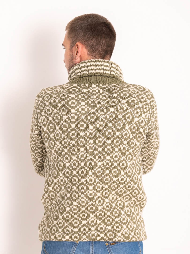 Devold Svalbard Wool Zip Neck Olive/Offwhite