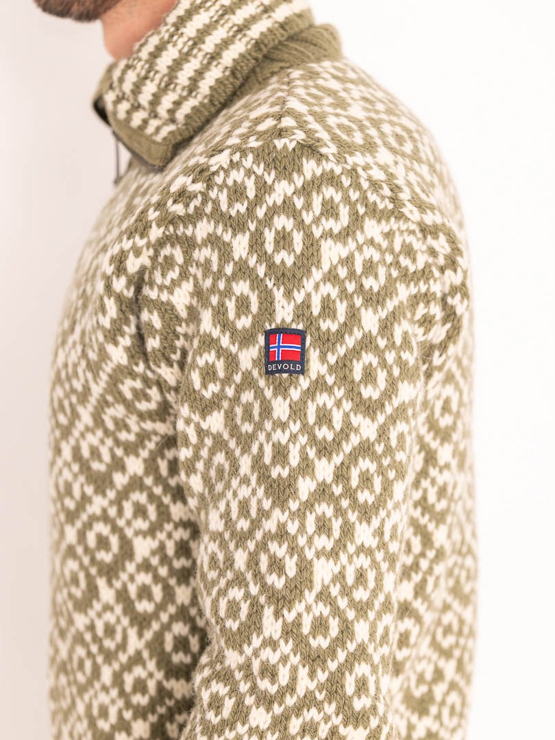 Devold Svalbard Wool Zip Neck Olive/Offwhite