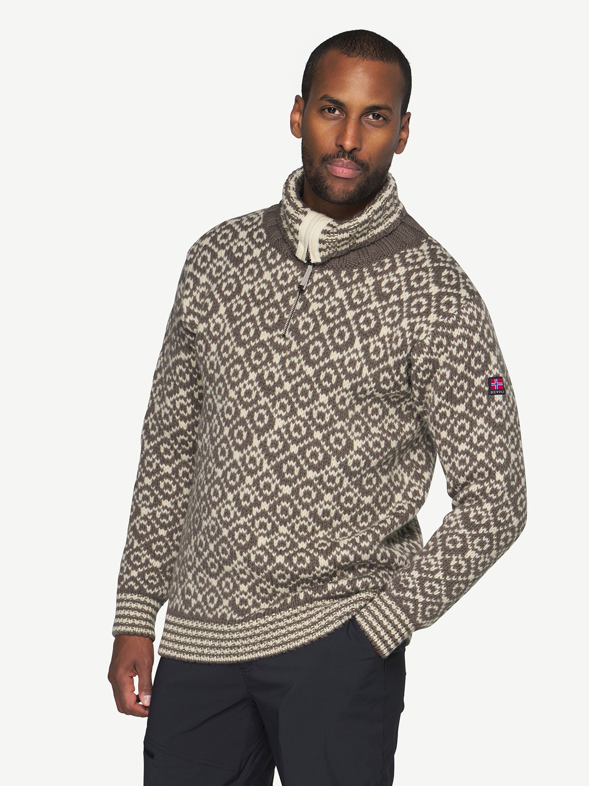 Devold Svalbard Wool Zip Neck Falcon / Offwhite