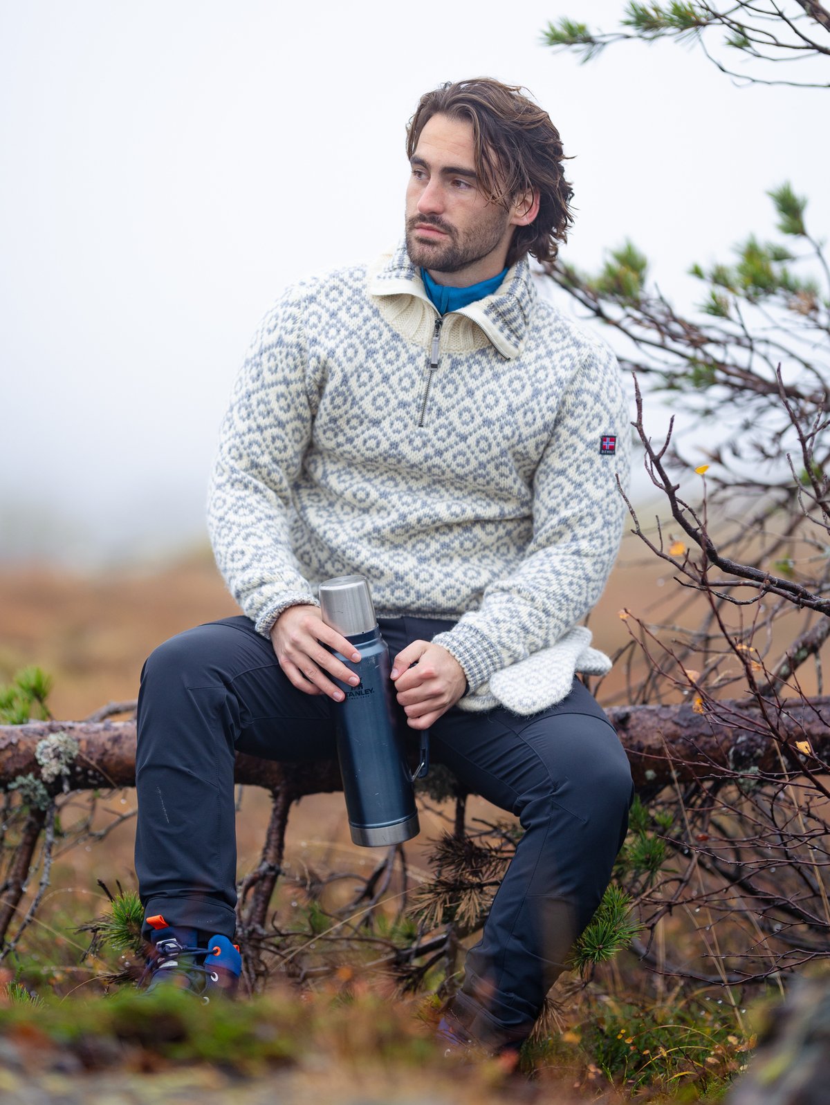 Devold Svalbard Wool Zip Neck Offwhite/Grey
