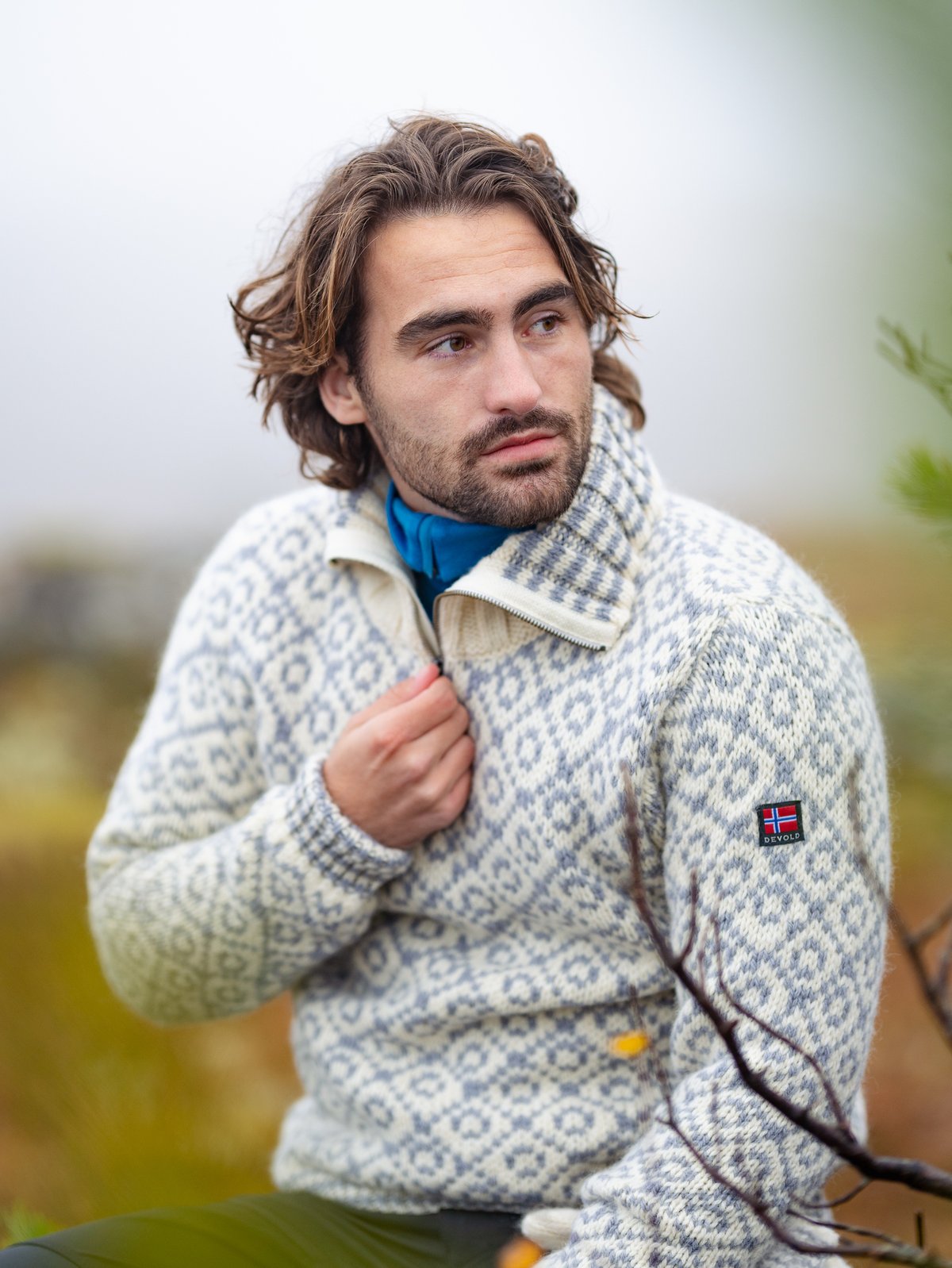 Devold Svalbard Wool Zip Neck Offwhite/Grey