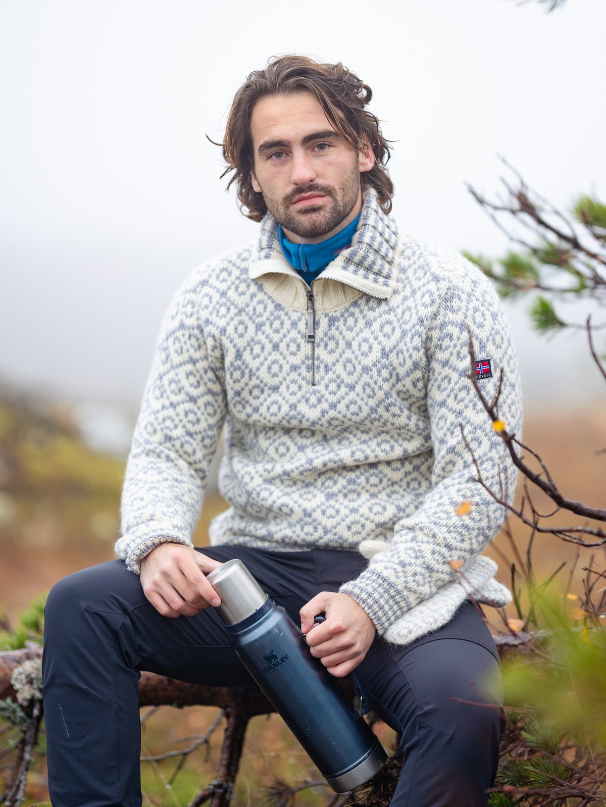 Devold Svalbard Wool Zip Neck Offwhite/Grey