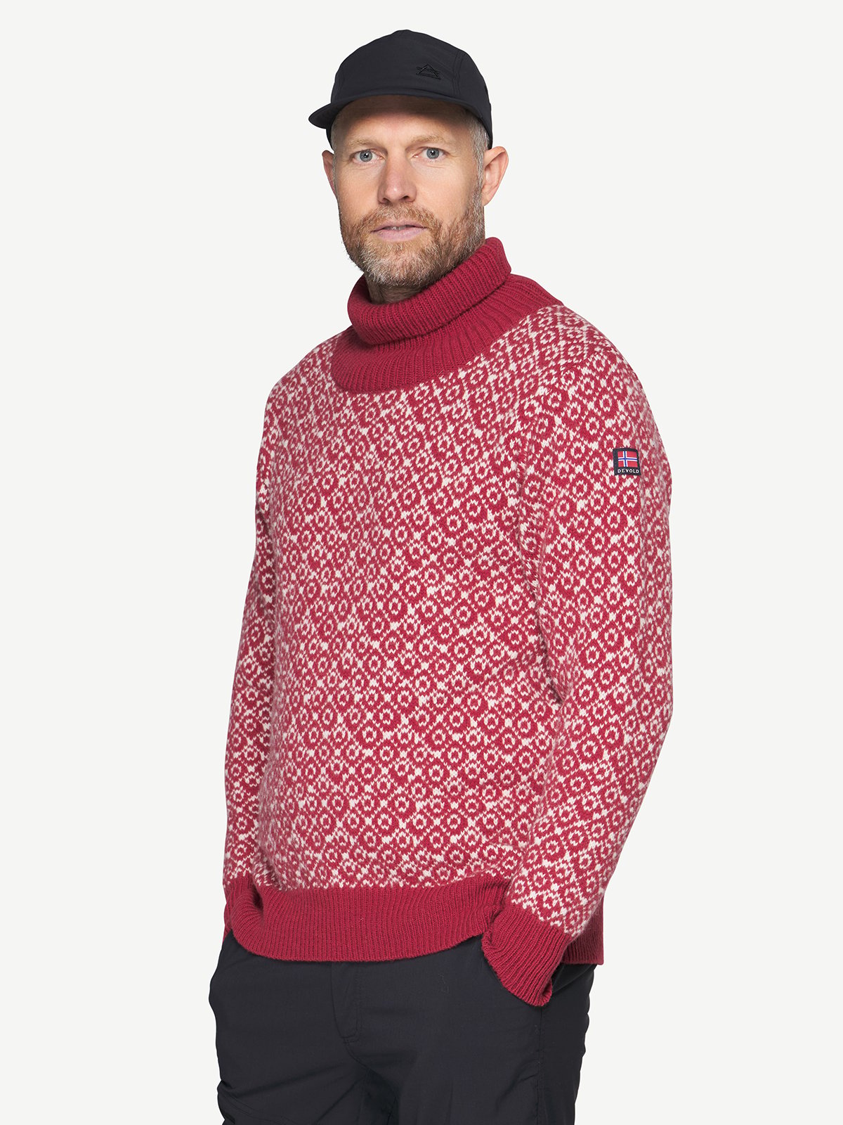 Devold Svalbard Refined High Neck Hindberry / Offwhite