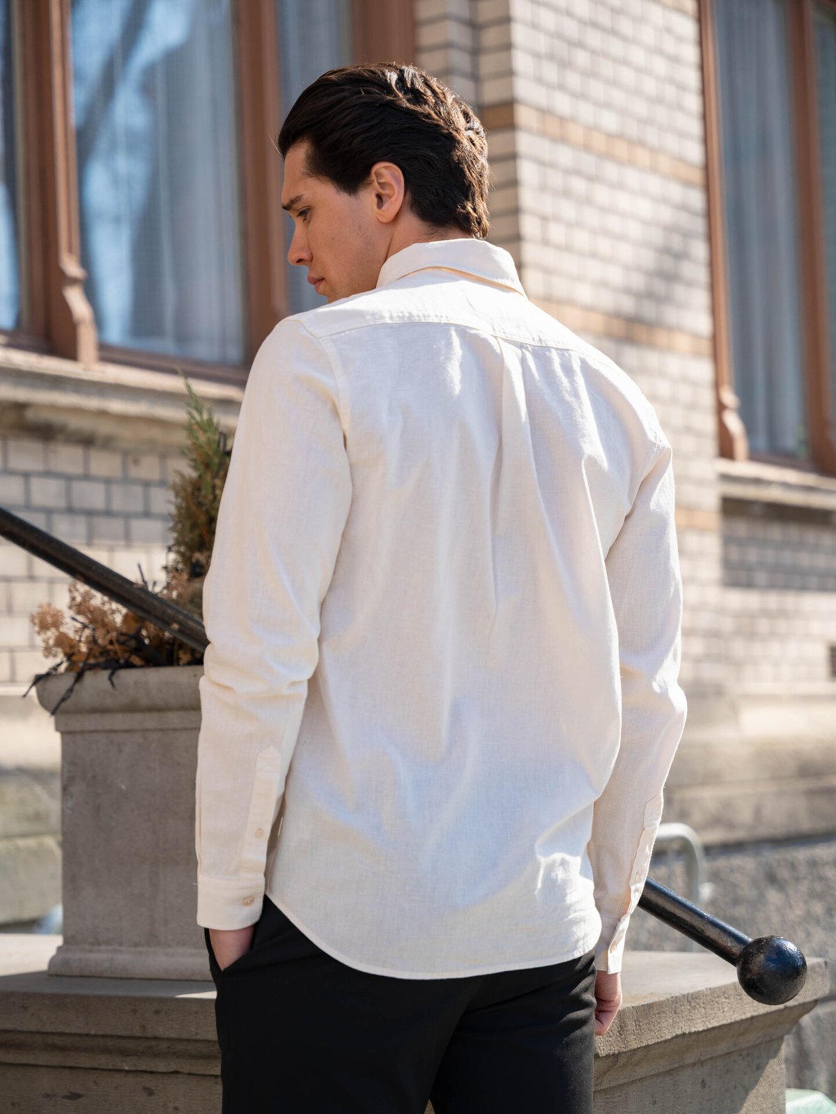 Les Deux Konrad Cotton Linen Shirt Eggnog White