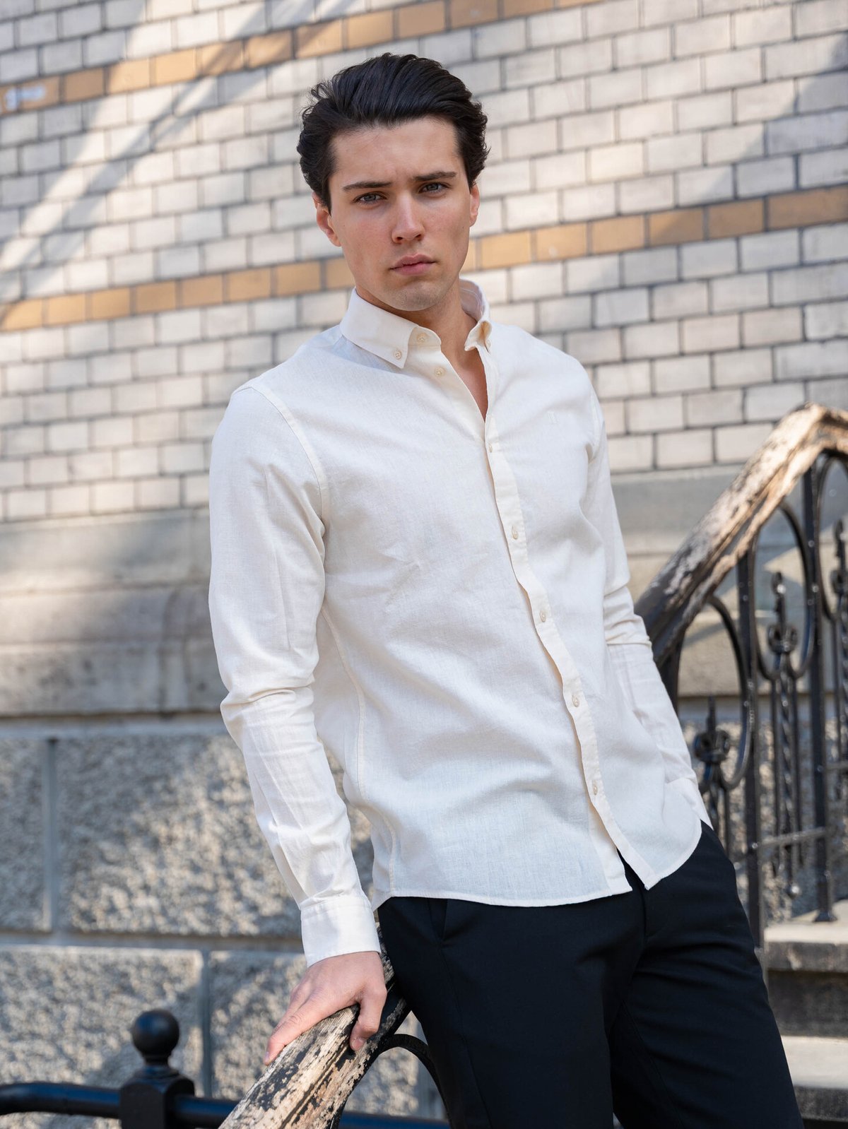 Les Deux Konrad Cotton Linen Shirt Eggnog White