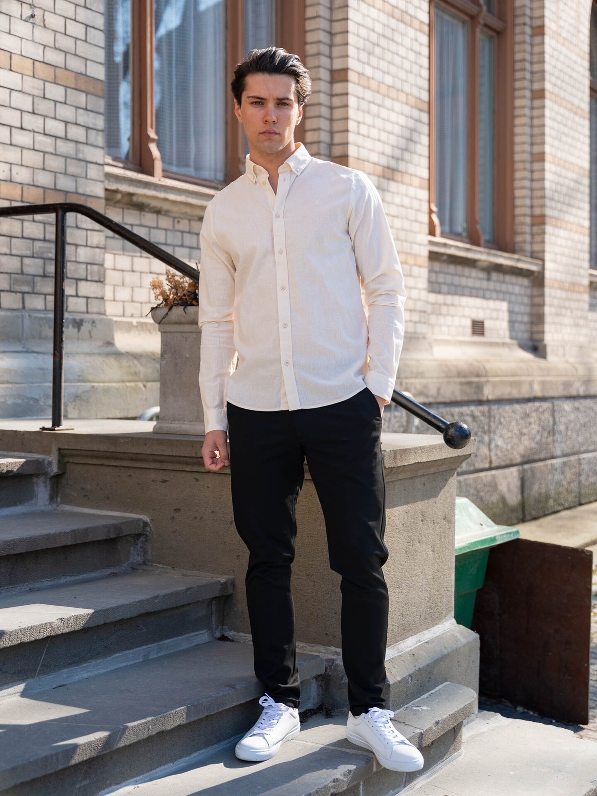 Les Deux Konrad Cotton Linen Shirt Eggnog White