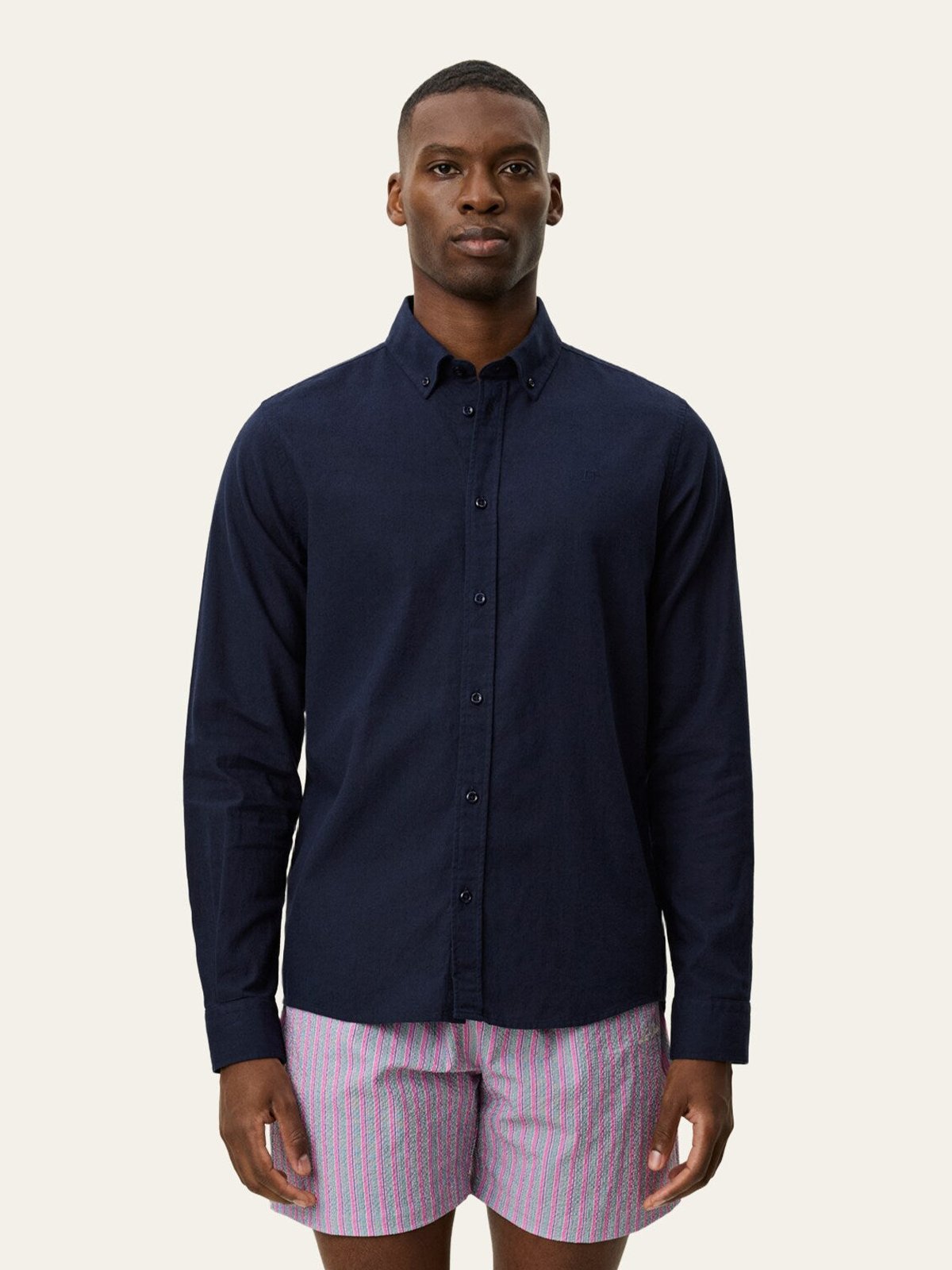Les Deux Konrad Cotton Linen Shirt Dark Navy