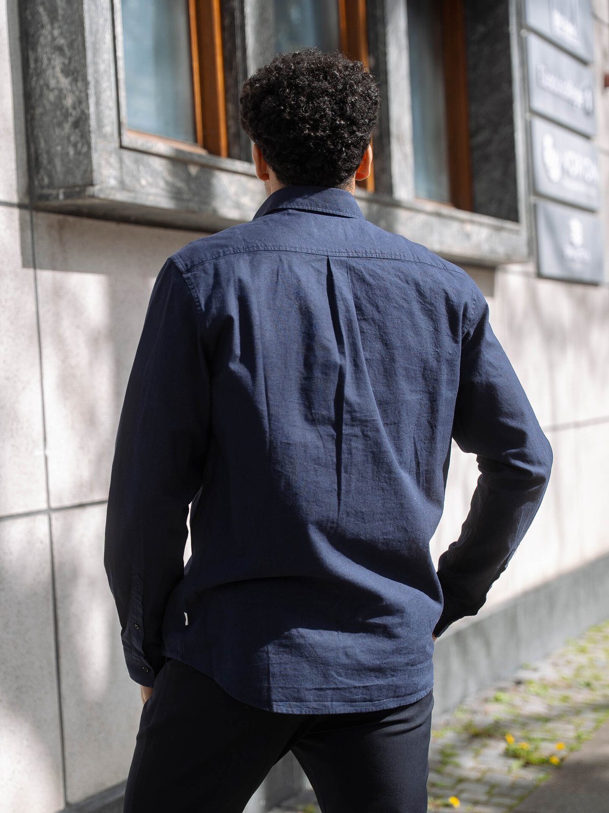 Les Deux Konrad Cotton Linen Shirt Dark Navy