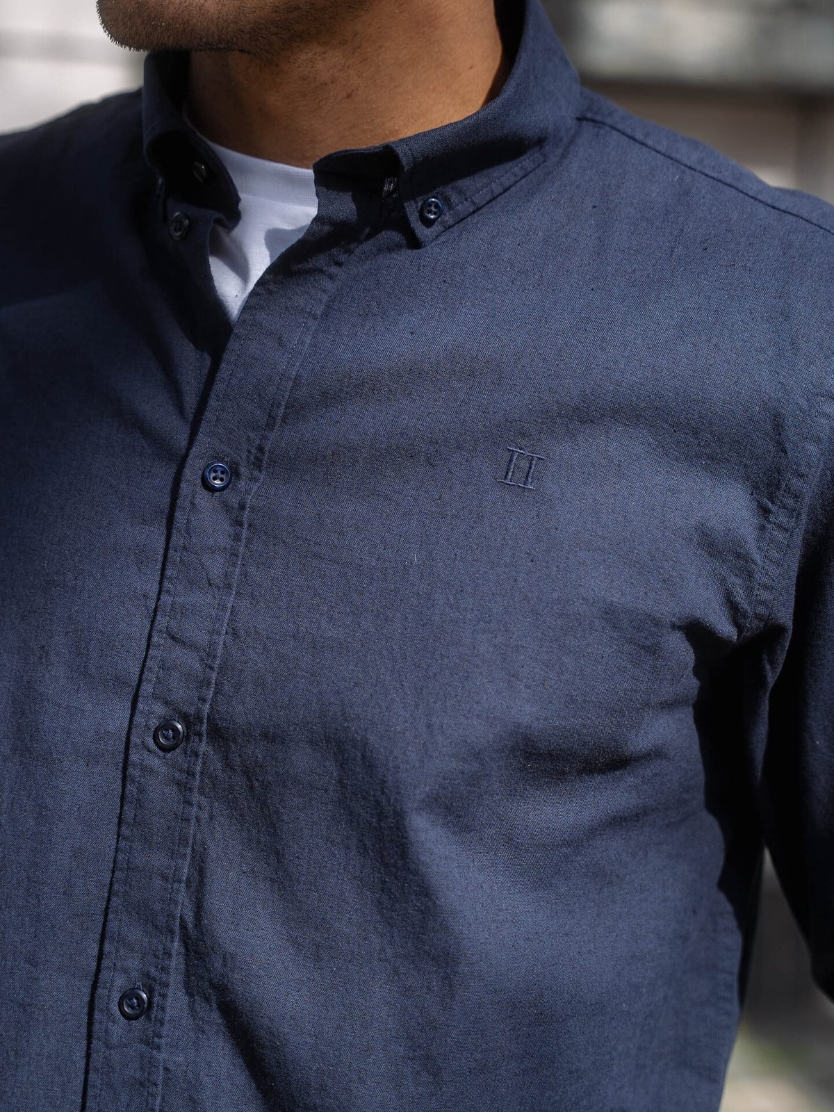 Les Deux Konrad Cotton Linen Shirt Dark Navy