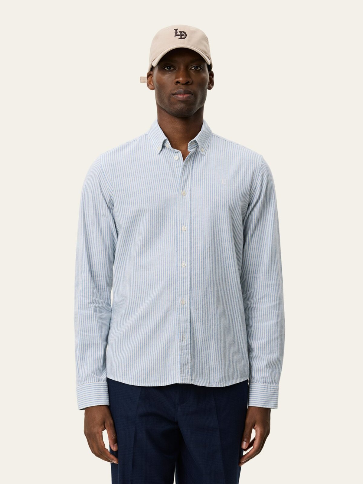 Les Deux Konrad Stripe Cotton Linen Shirt Allure