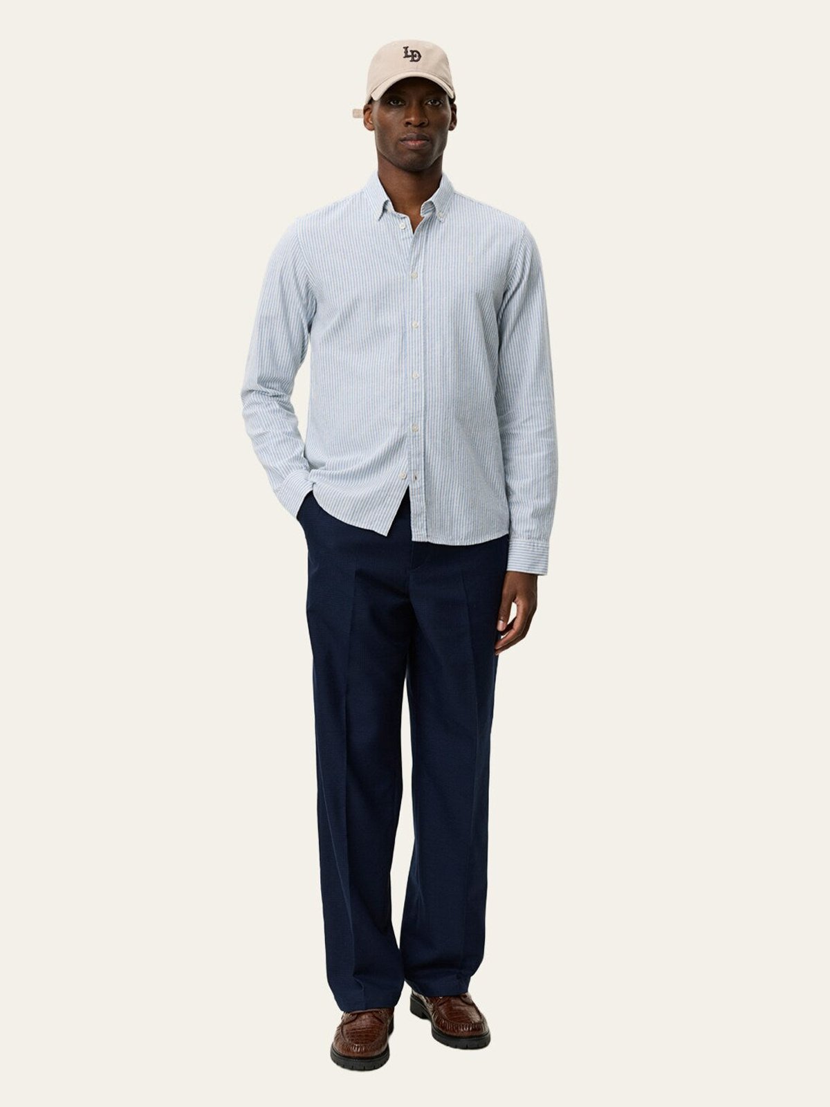 Les Deux Konrad Stripe Cotton Linen Shirt Allure