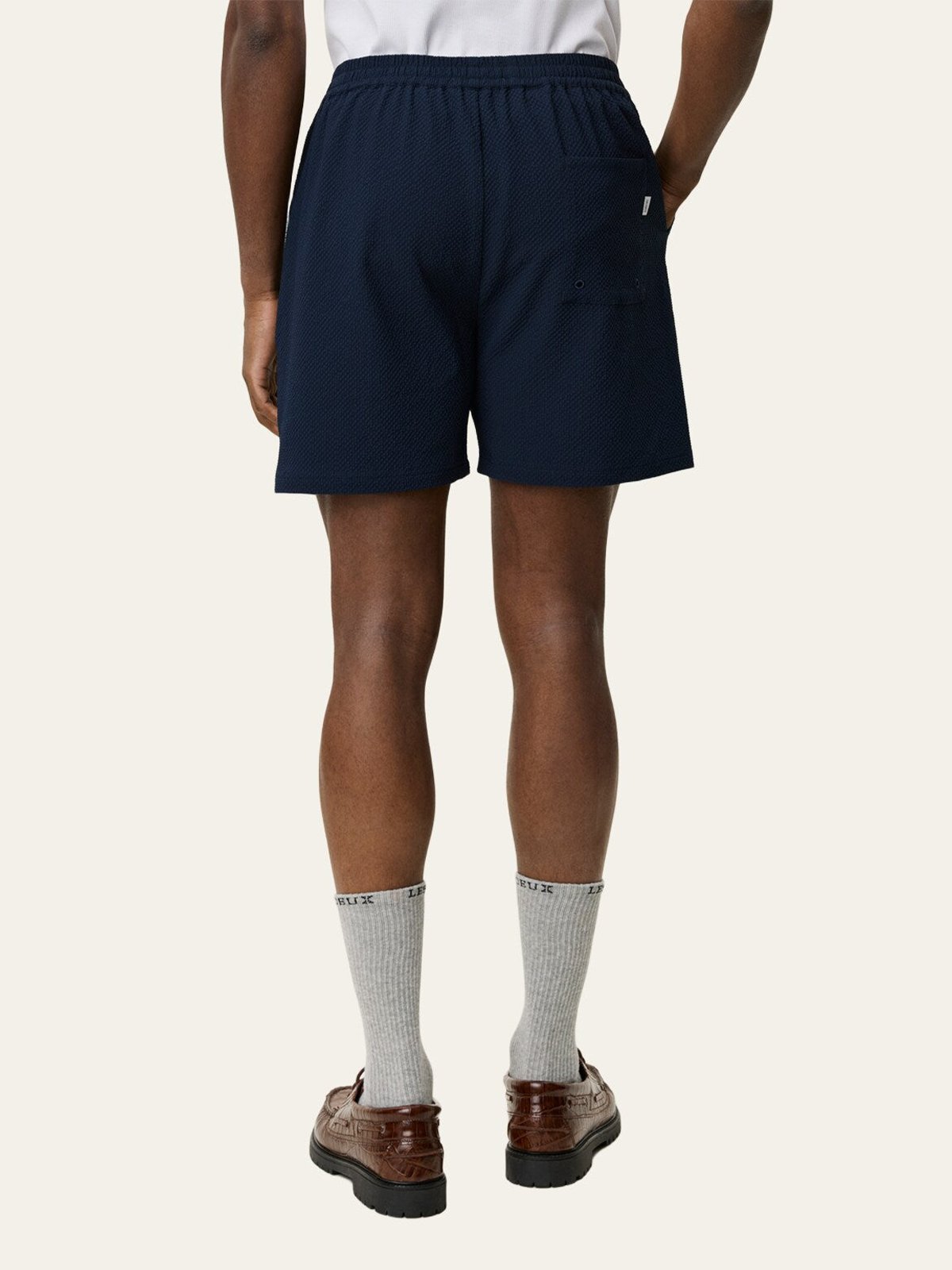 Les Deux Stan Seersucker Swim Shorts Dark Navy