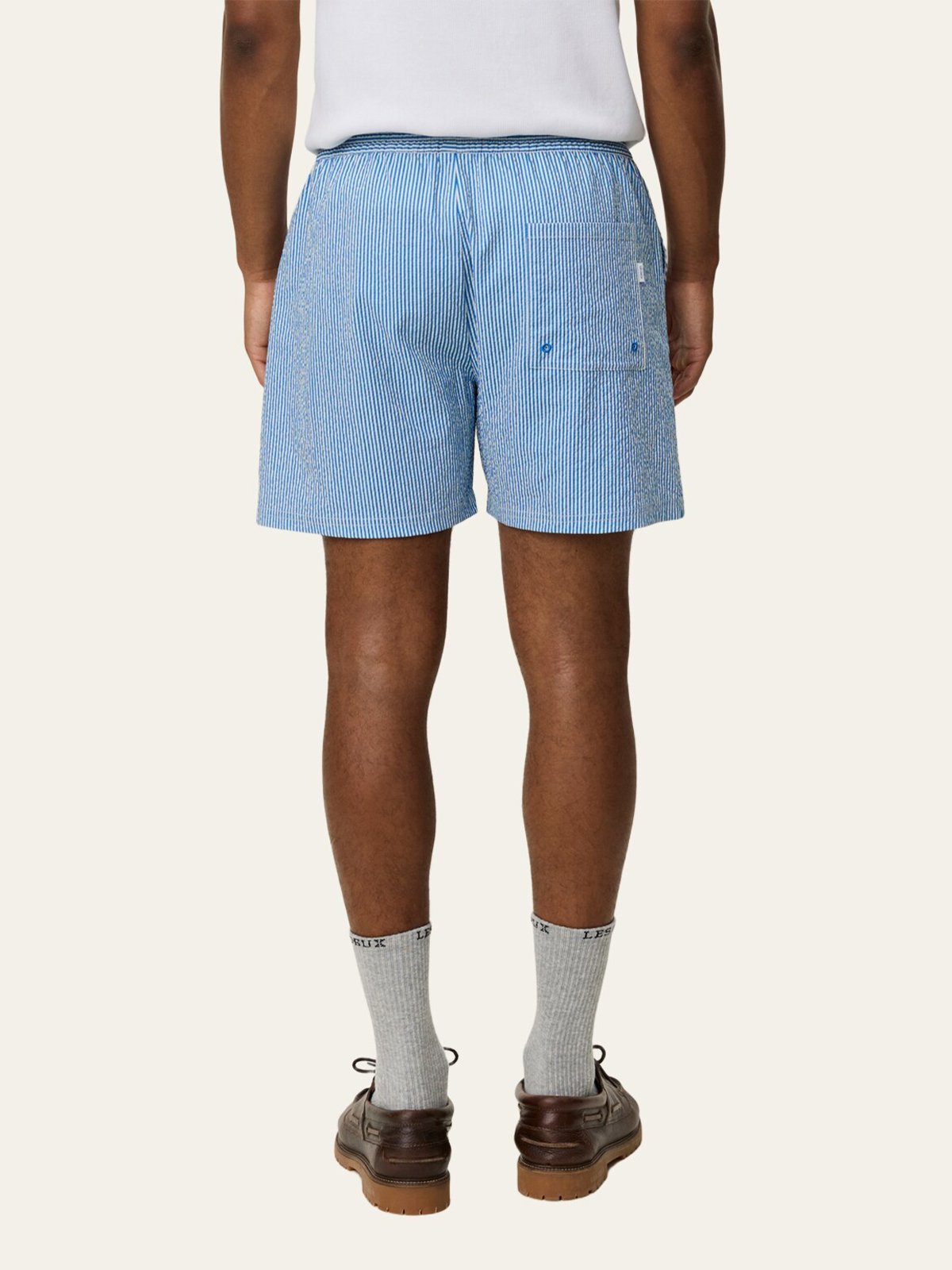 Les Deux Stan Stripe Seersucker Swim Shorts Palace Blue