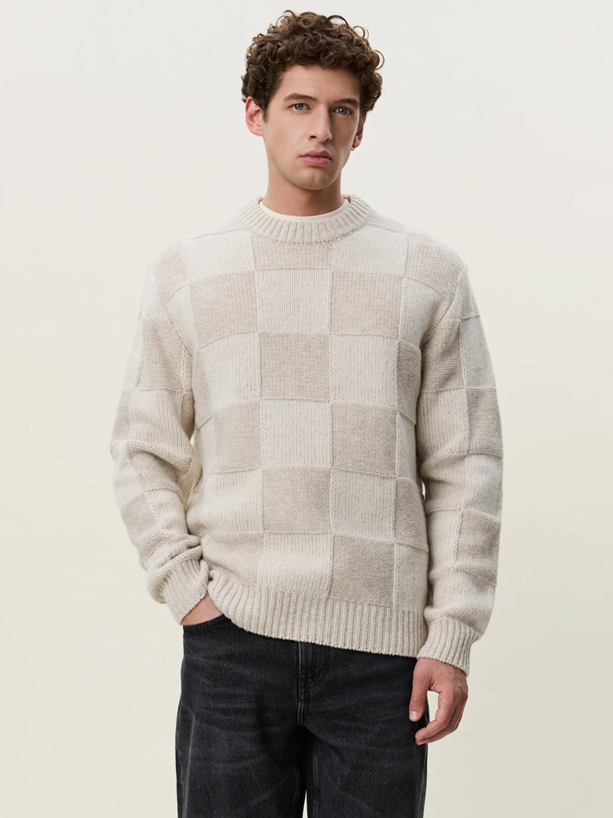 Les Deux Check Knit Eggnog White