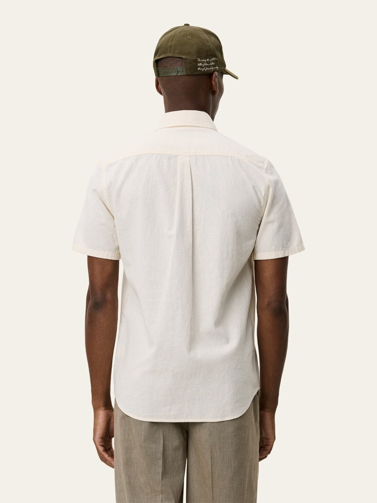 Les Deux Konrad Cotton Linen Short Sleeve Shirt Eggnog White