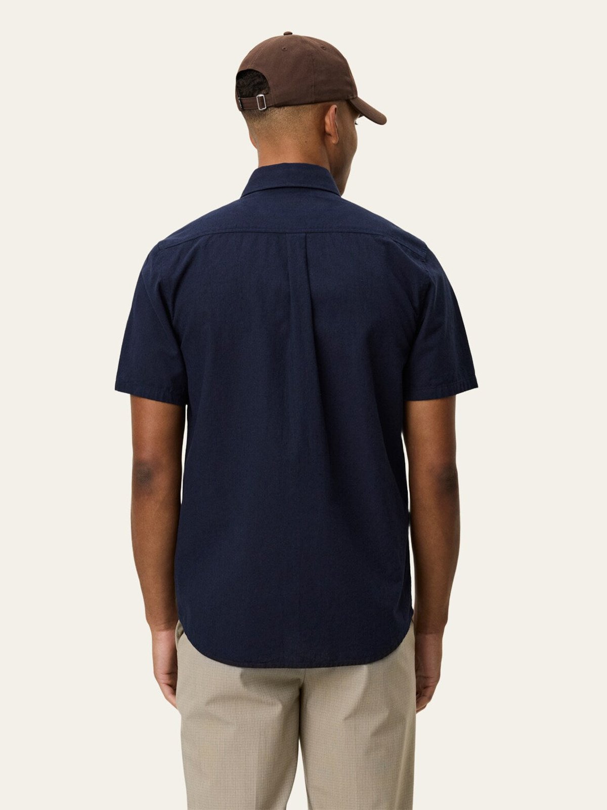 Les Deux Konrad Cotton Linen Short Sleeve Shirt Dark Navy