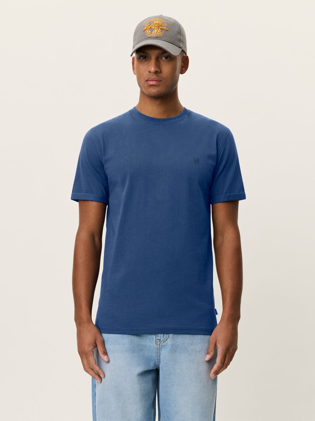 Les Deux Norregaard Contrast T-Shirt Dark Denim Blue