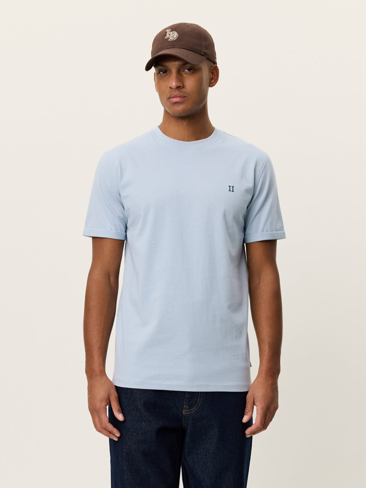 Les Deux Norregaard Contrast T-Shirt Blue Fog