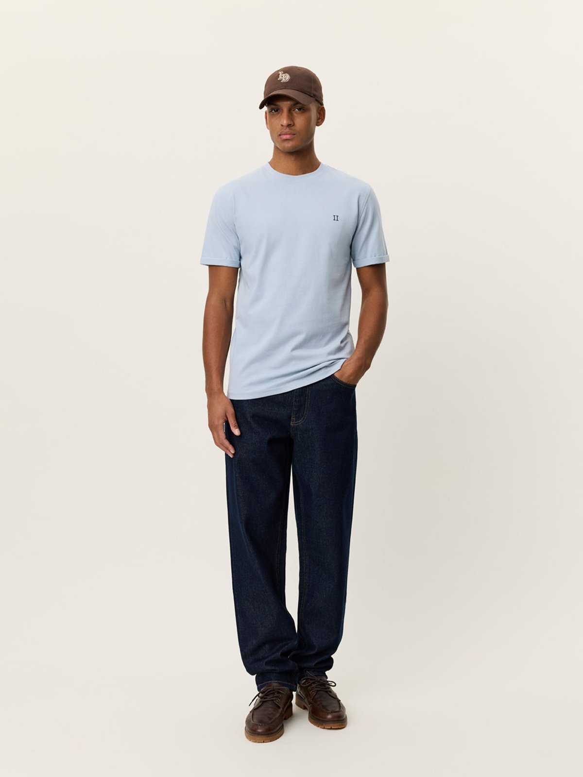 Les Deux Norregaard Contrast T-Shirt Blue Fog