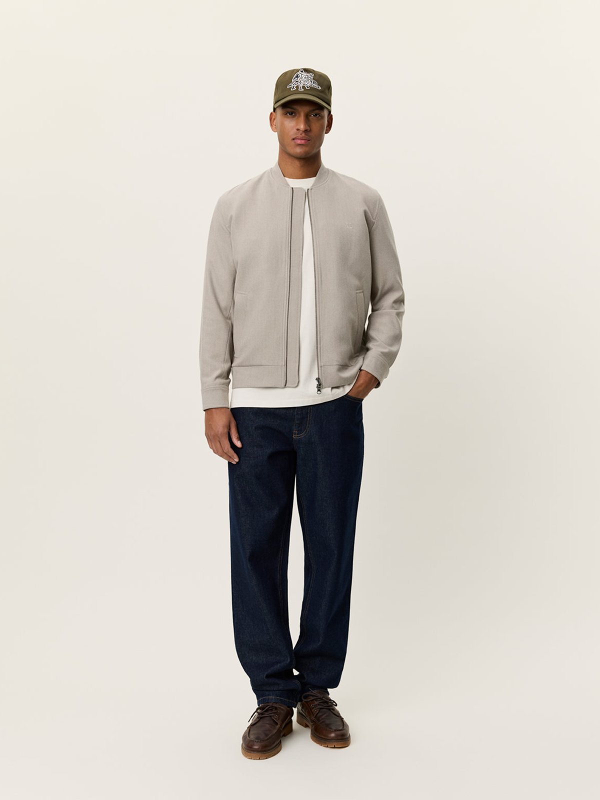 Les Deux Como Regular Bomber Jacket Laurel Oak Sand