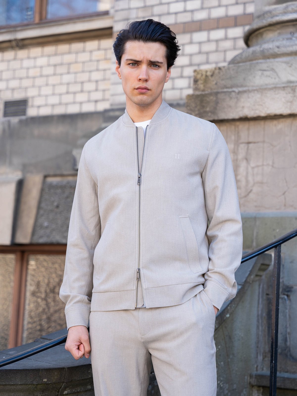 Les Deux Como Regular Bomber Jacket Laurel Oak Sand