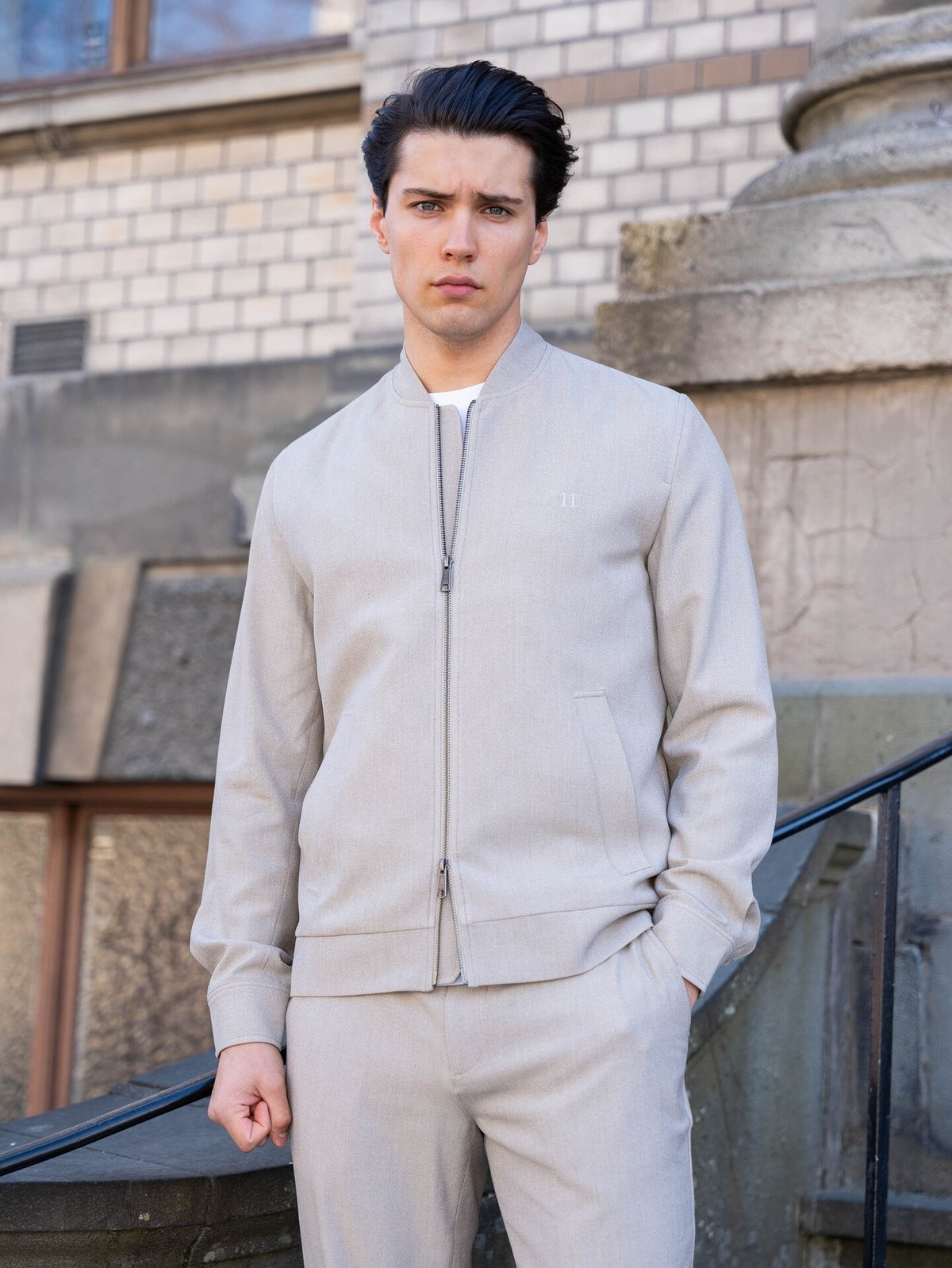 Les Deux Como Regular Bomber Jacket Laurel Oak Sand