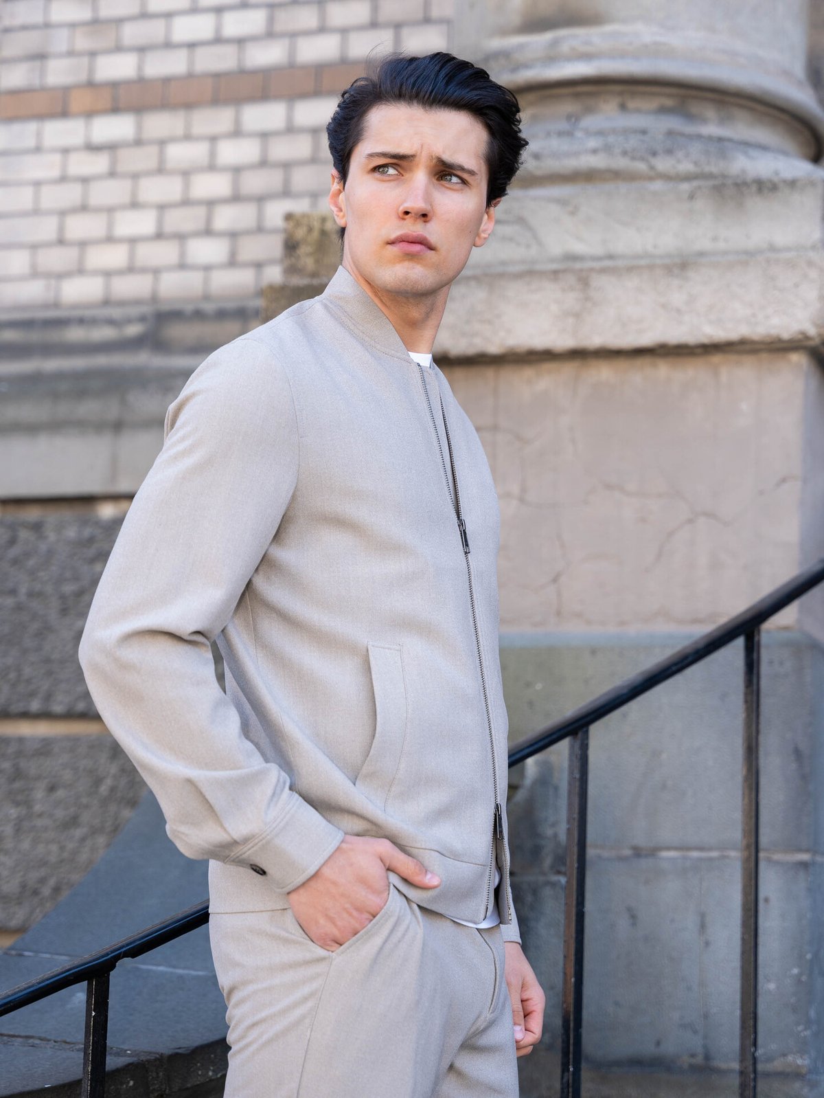 Les Deux Como Regular Bomber Jacket Laurel Oak Sand