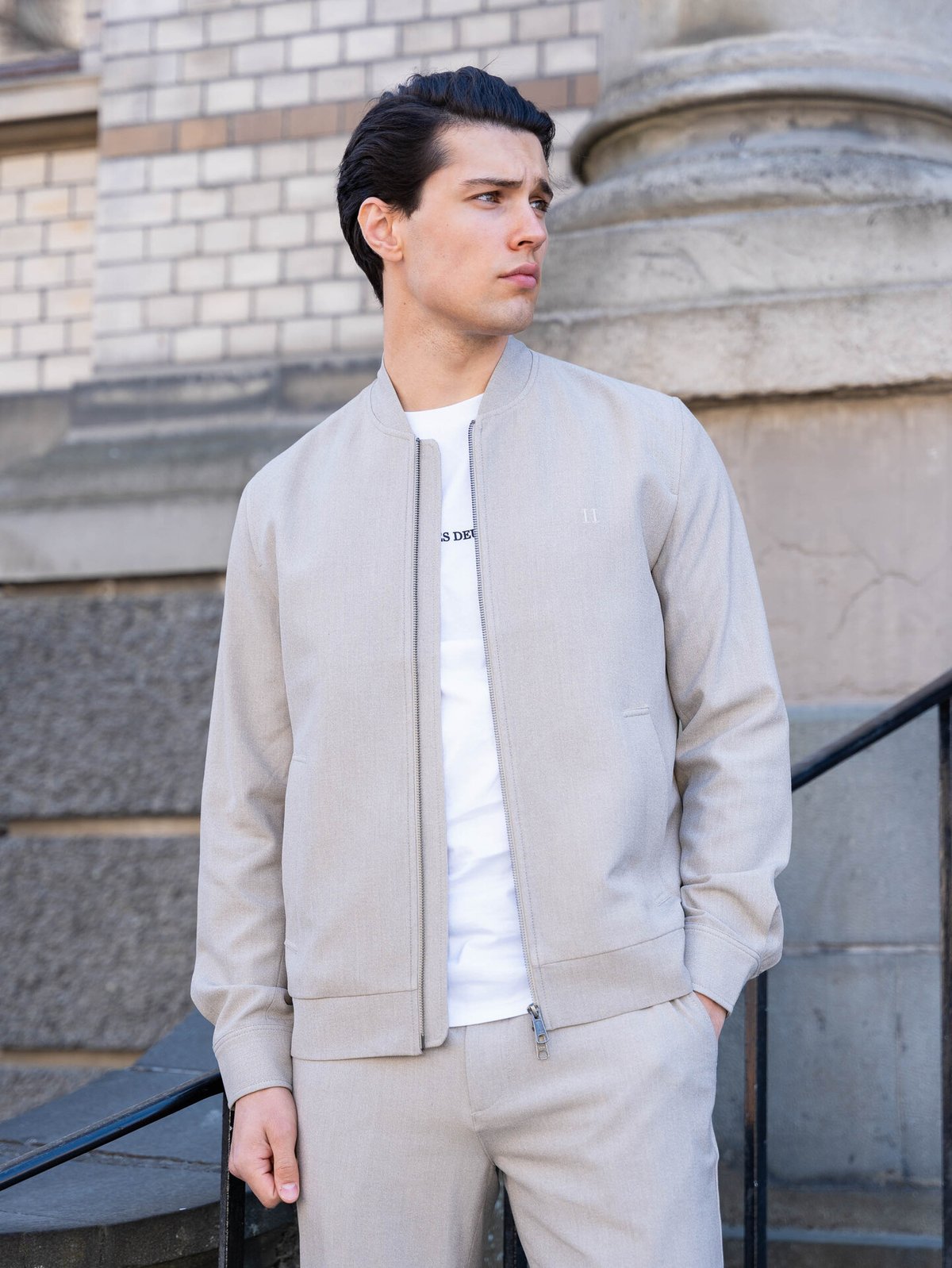 Les Deux Como Regular Bomber Jacket Laurel Oak Sand