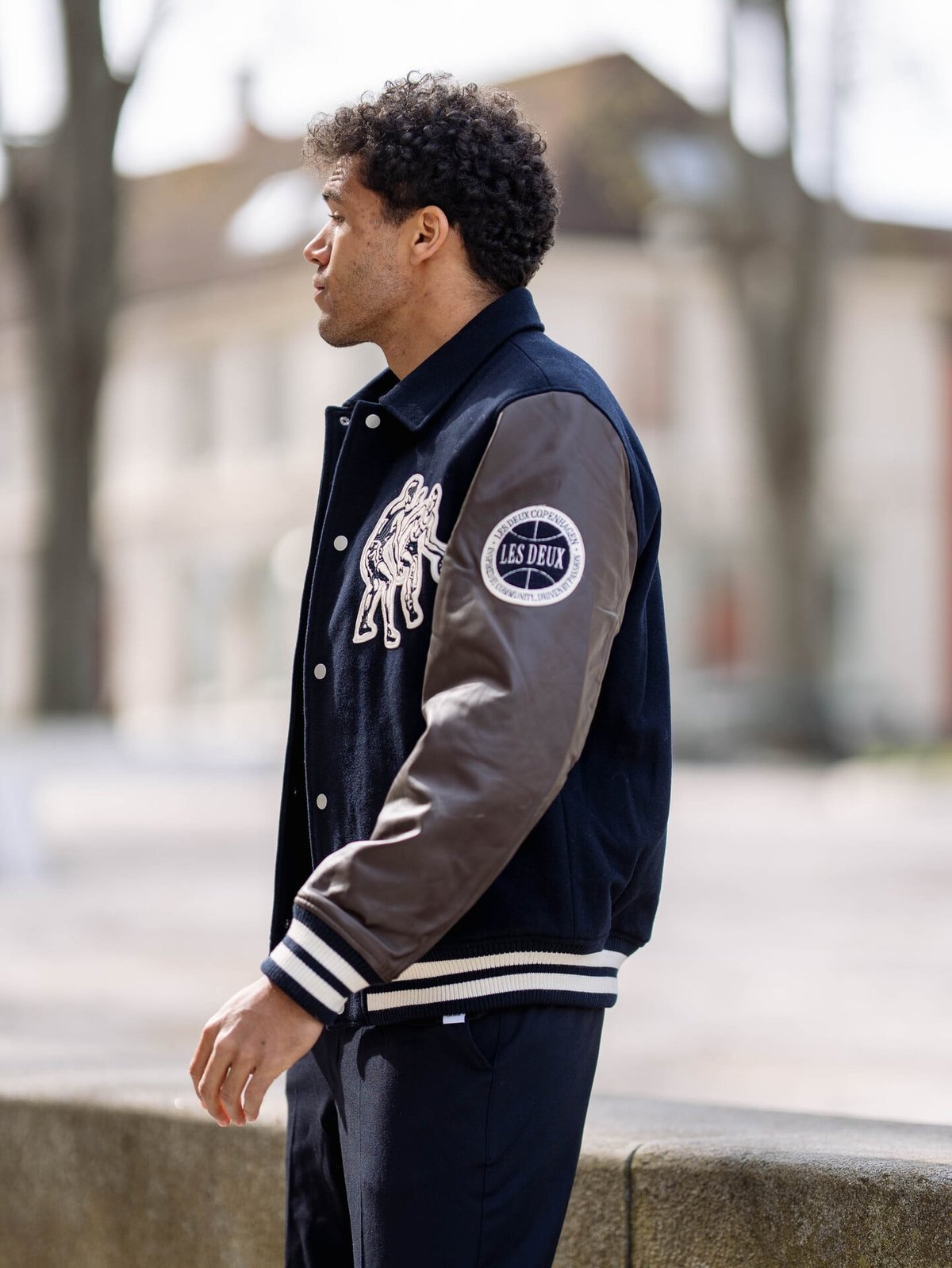 Les Deux Basket Varsity Wool Jacket Dark Navy