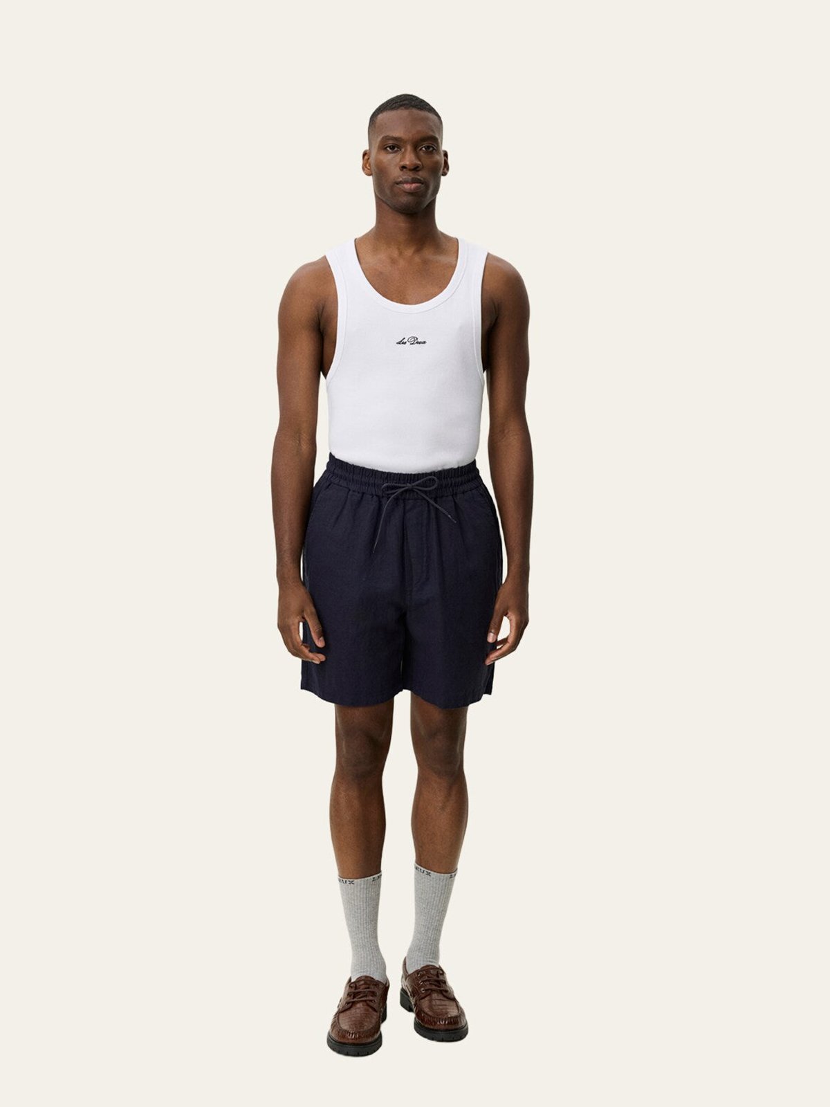 Les Deux Otto Linen Shorts Dark Navy