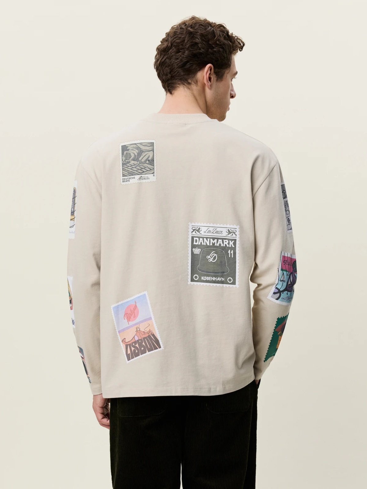 Les Deux Stamp Long Sleeve T-shirt Beige