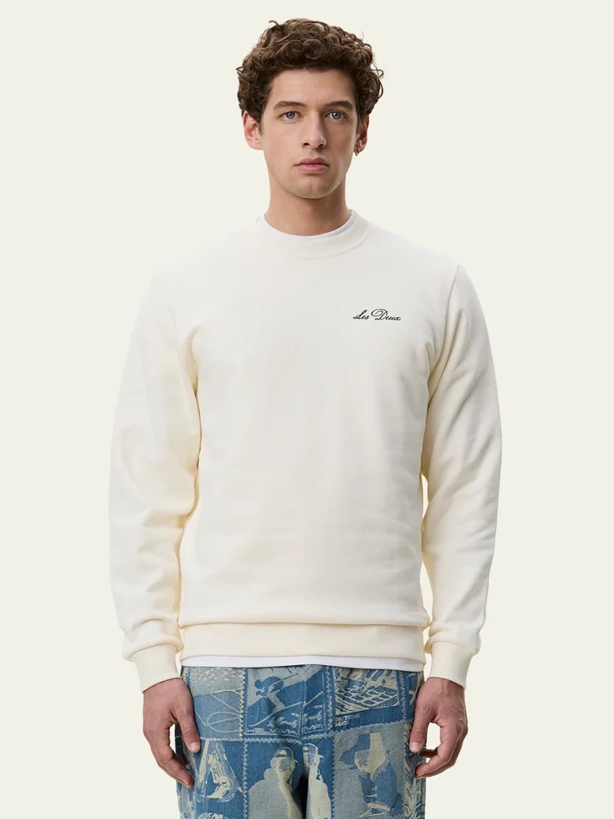 Les Deux Signature Print Sweatshirt Light Ivory