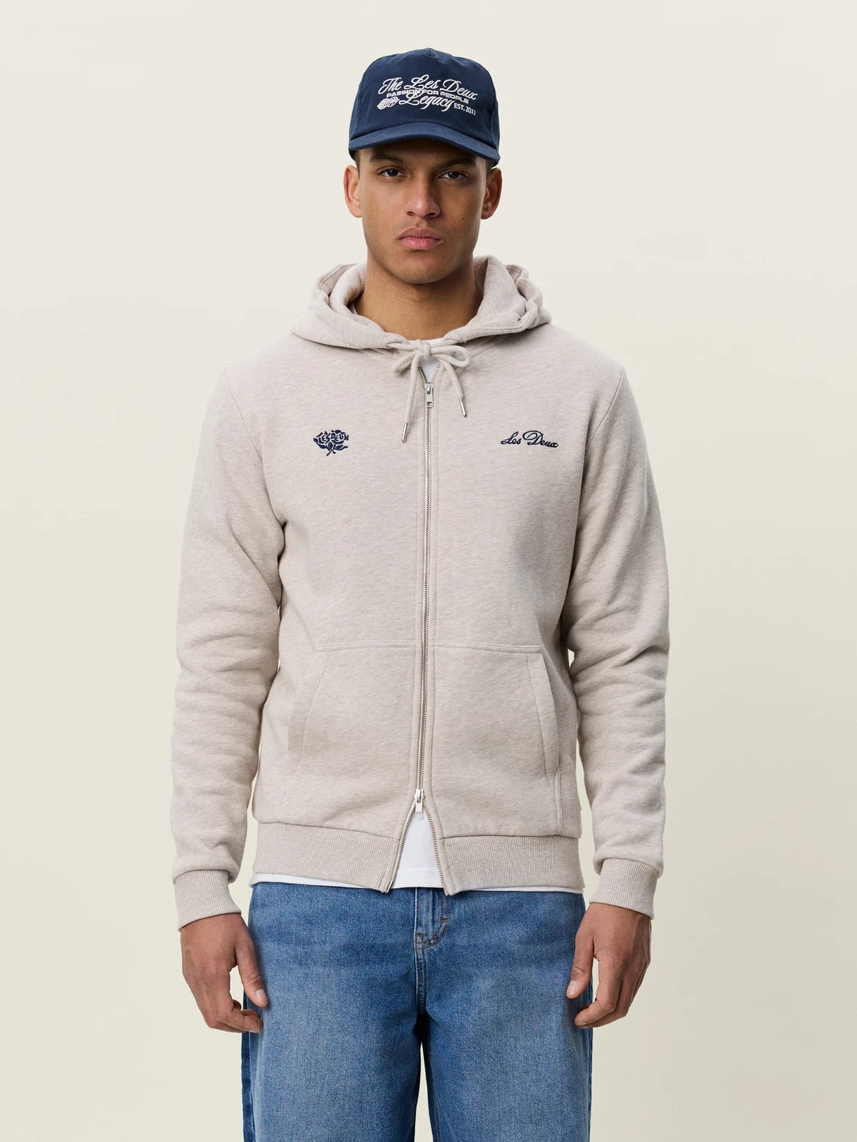 Les Deux Deux Zipper Hoodie Beige