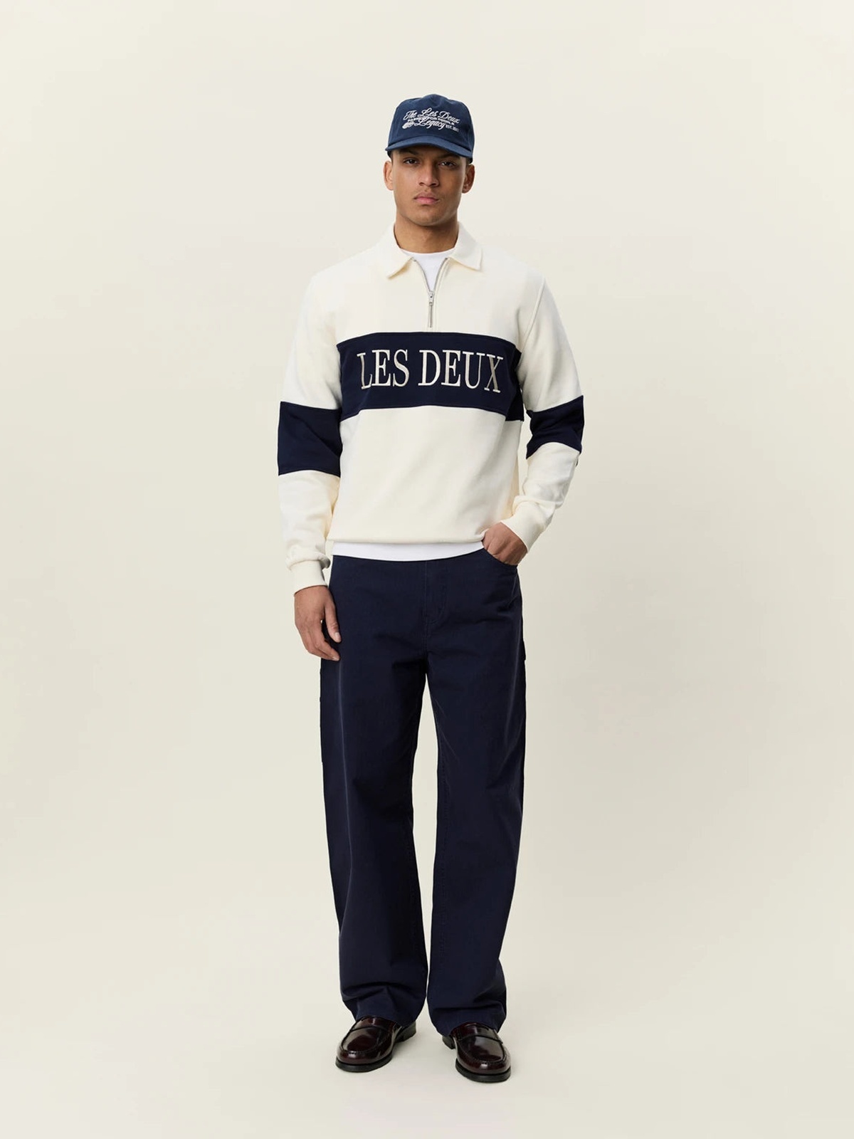 Les Deux Zipper Rugby Sweatshirt Ivory